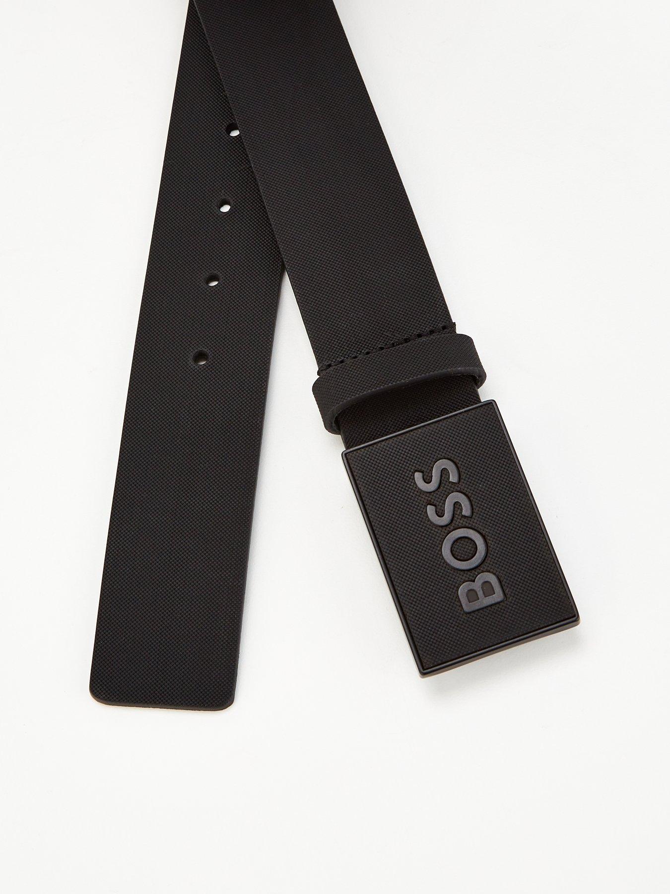 Image 4 of 4 of BOSS Icon Plate Logo 4cm Leather Belt- Black