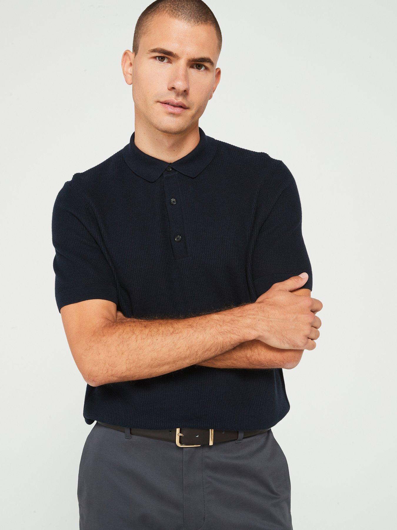 boss-daremo-short-sleeve-knitted-polo-navy