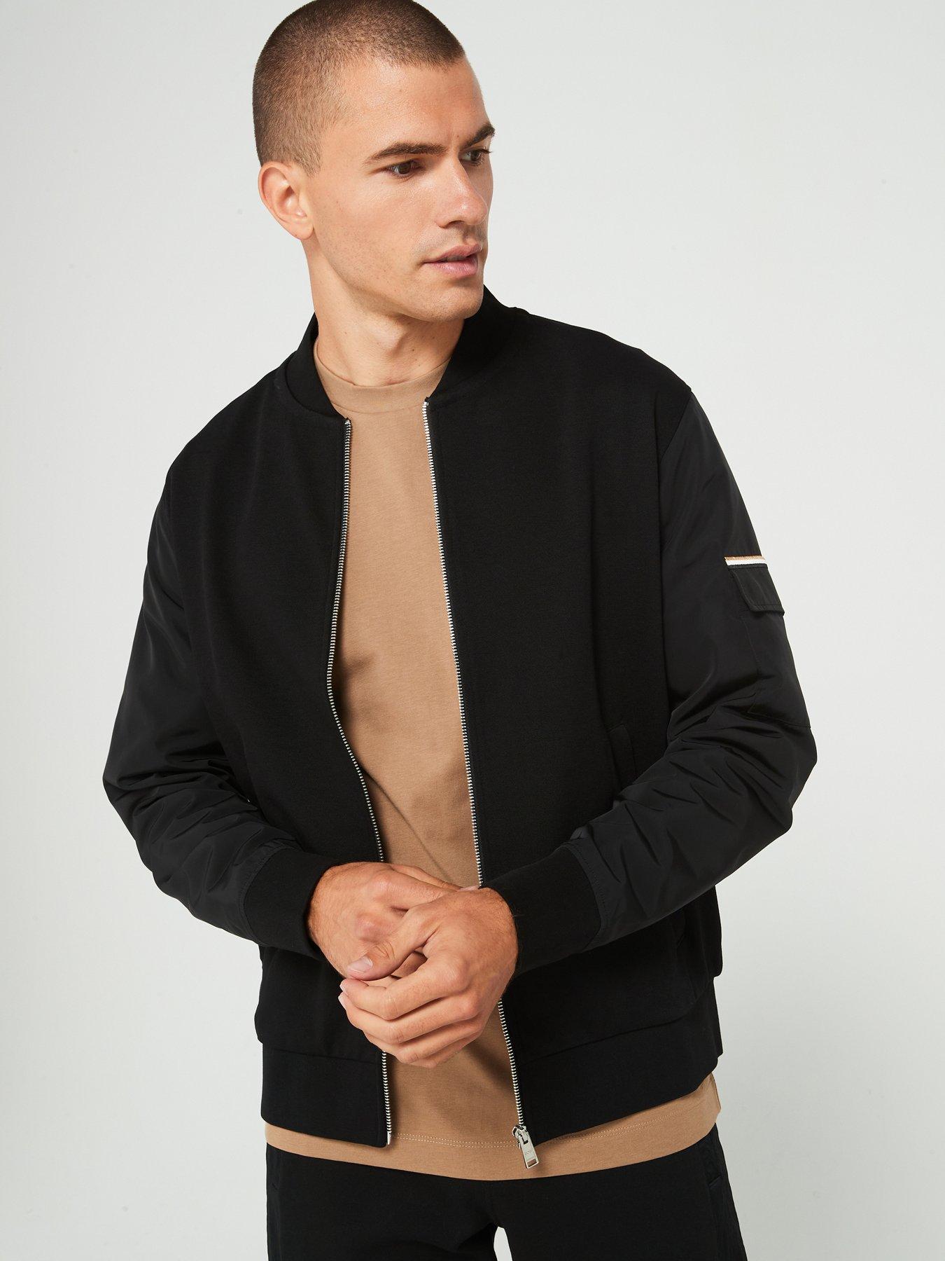 boss-boss-skiles-nylon-sleeve-pique-zip-bomber-black