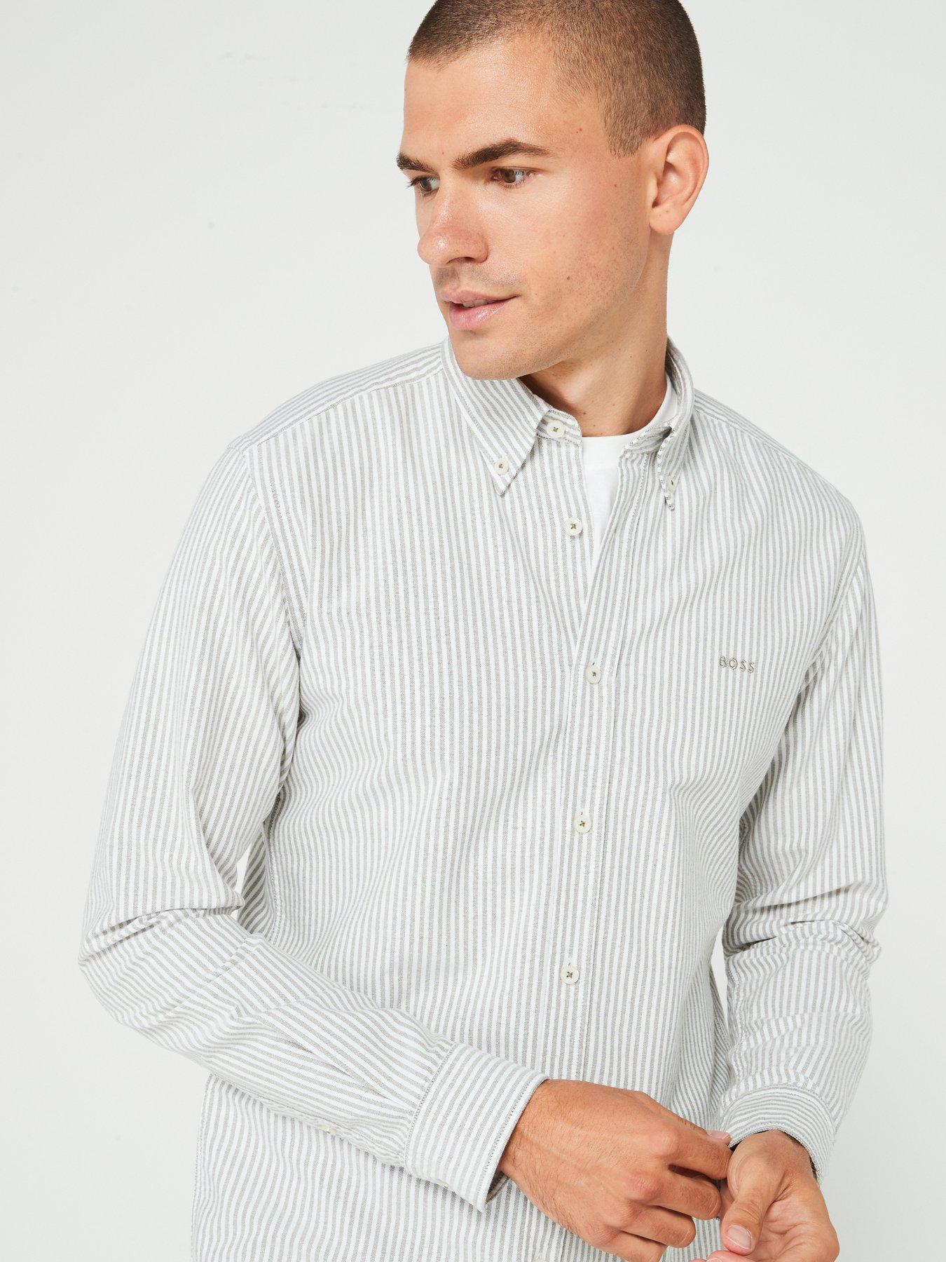 boss-roan-slim-fit-button-down-stripe-shirt-greenoutfit