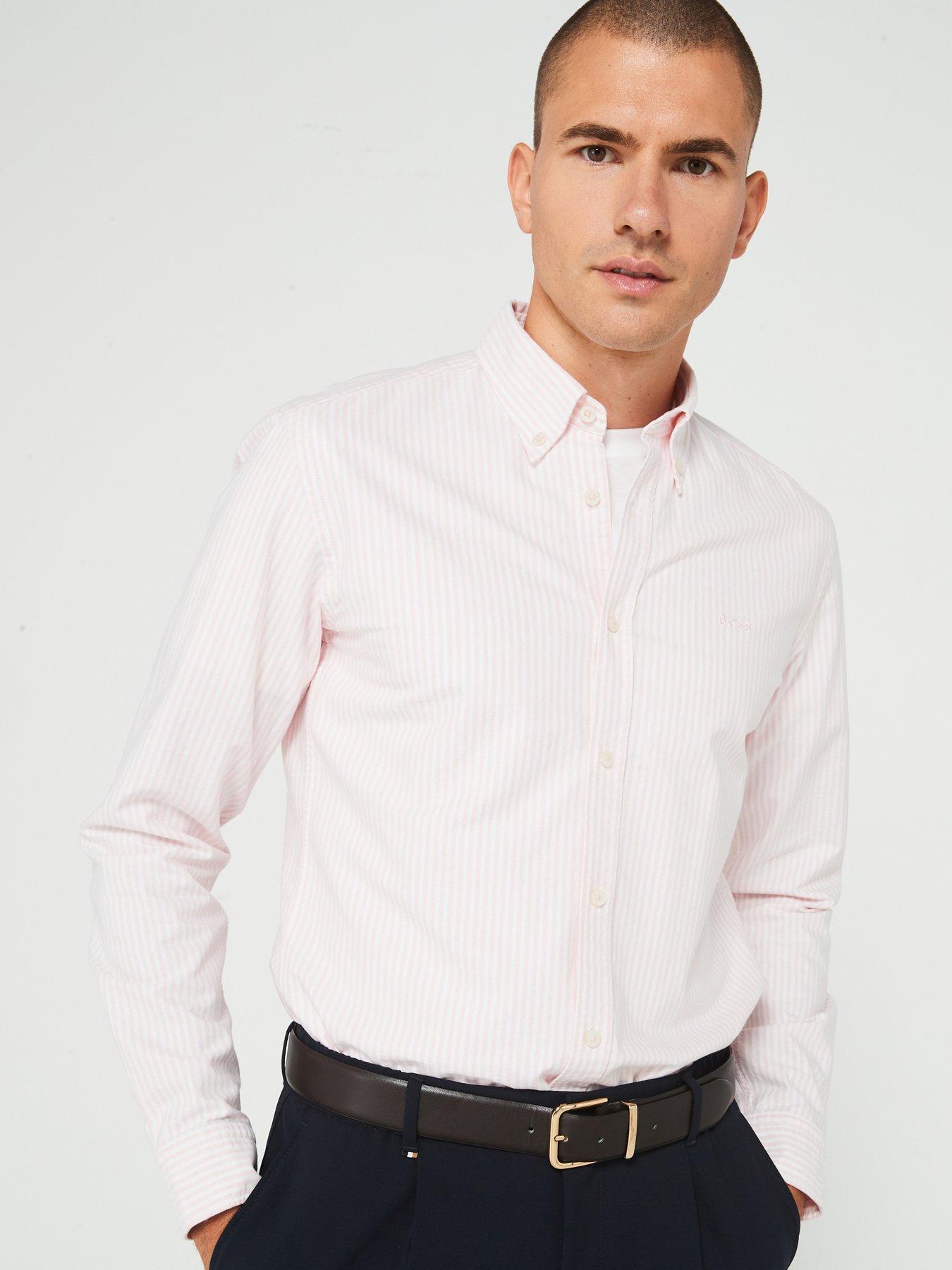 undefined Roan Slim Fit Button Down Stripe Shirt - Pink