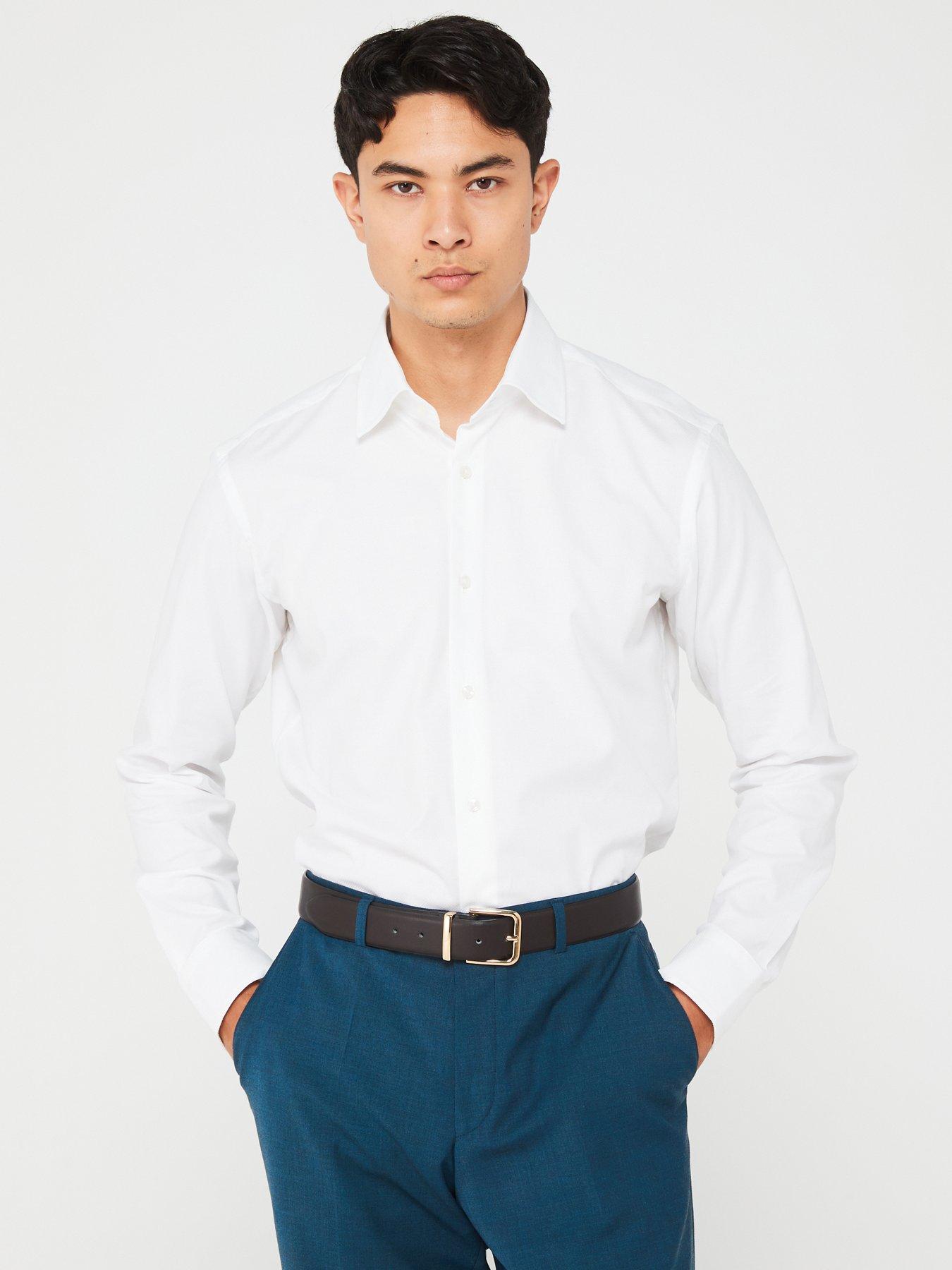 Image 1 of 5 of BOSS Joe Regular Fit Easy Iron Texture Shirt - White