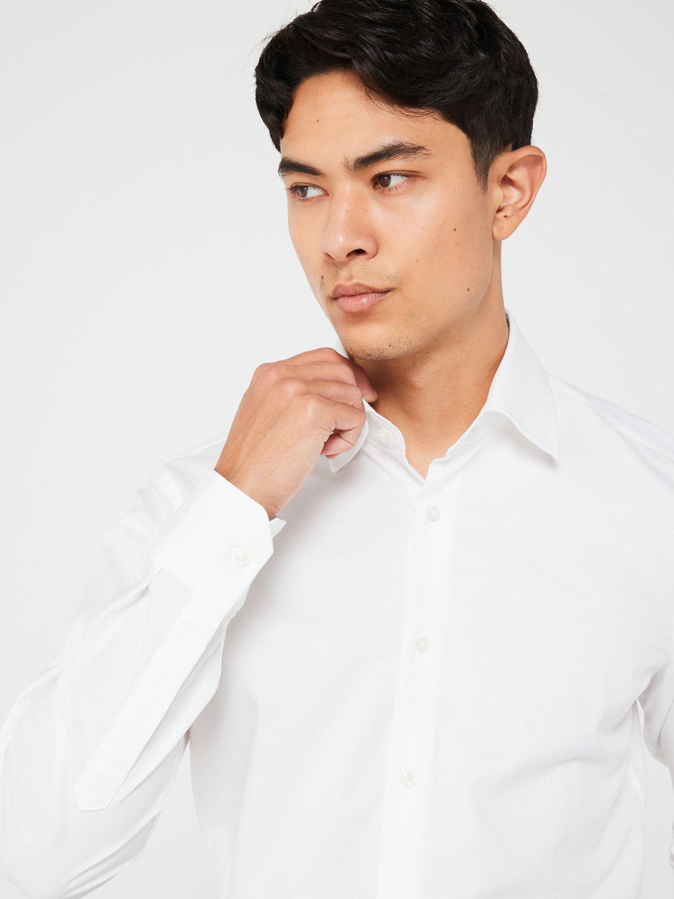 Image 4 of 5 of BOSS Joe Regular Fit Easy Iron Texture Shirt - White