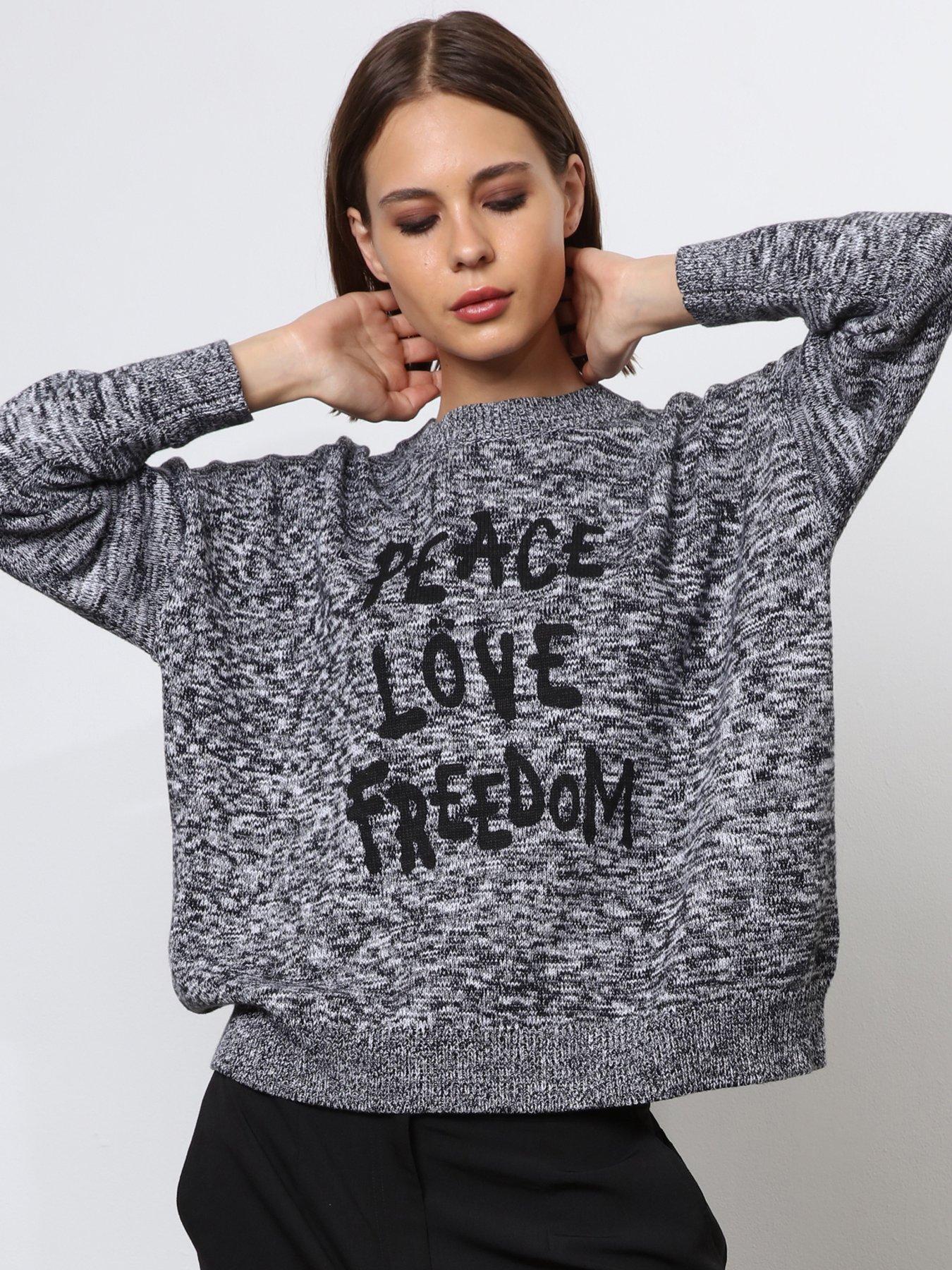 Oversized Slogan Jumper Grey