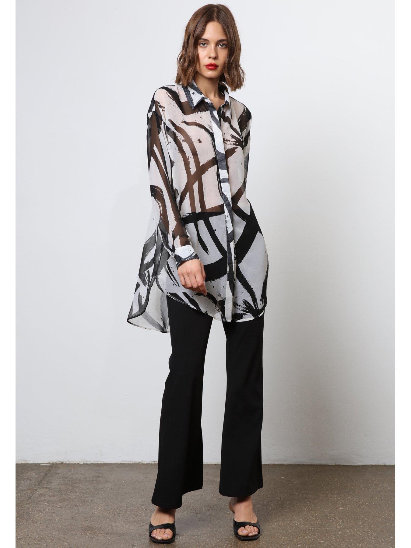 Image 2 of 6 of Religion Oversized Sheer Shirt - White