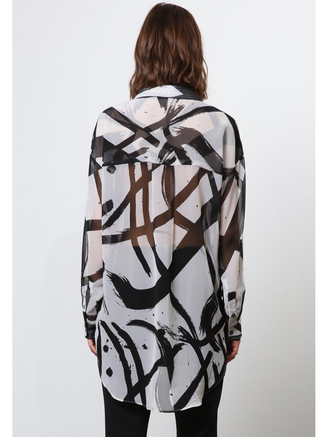 Image 5 of 6 of Religion Oversized Sheer Shirt - White