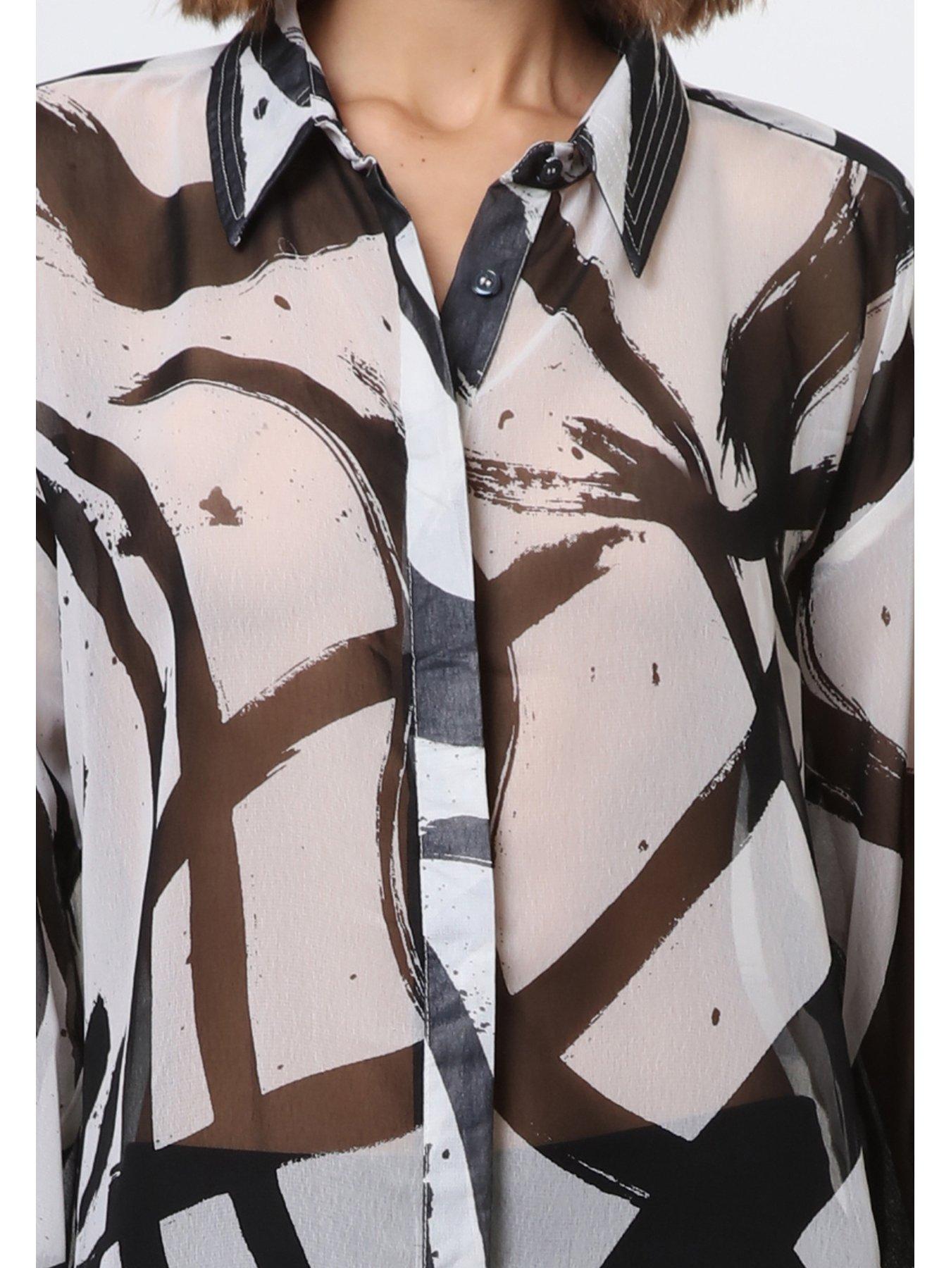 Image 6 of 6 of Religion Oversized Sheer Shirt - White