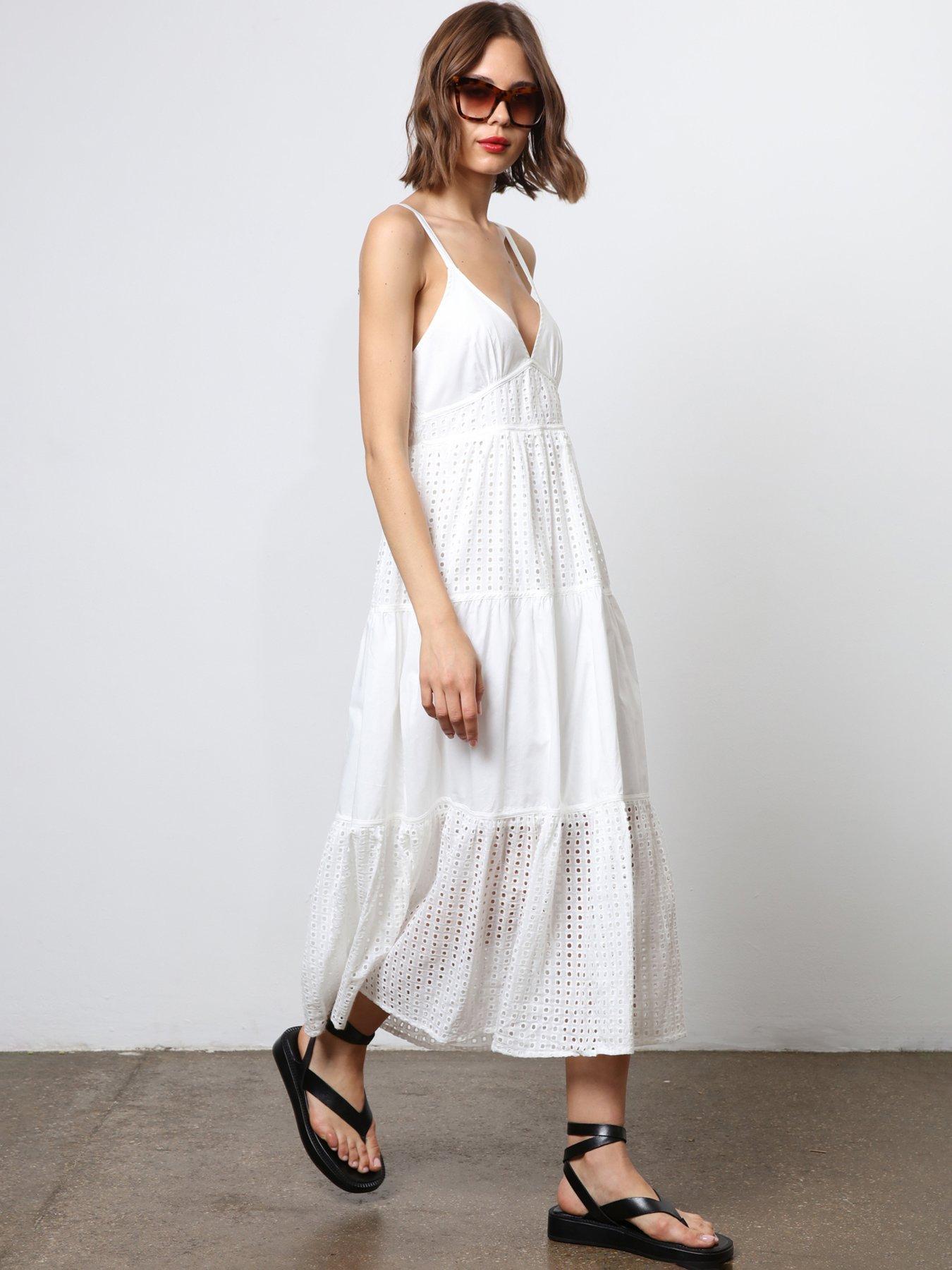Religion Embroidered Midi Summer Dress - White