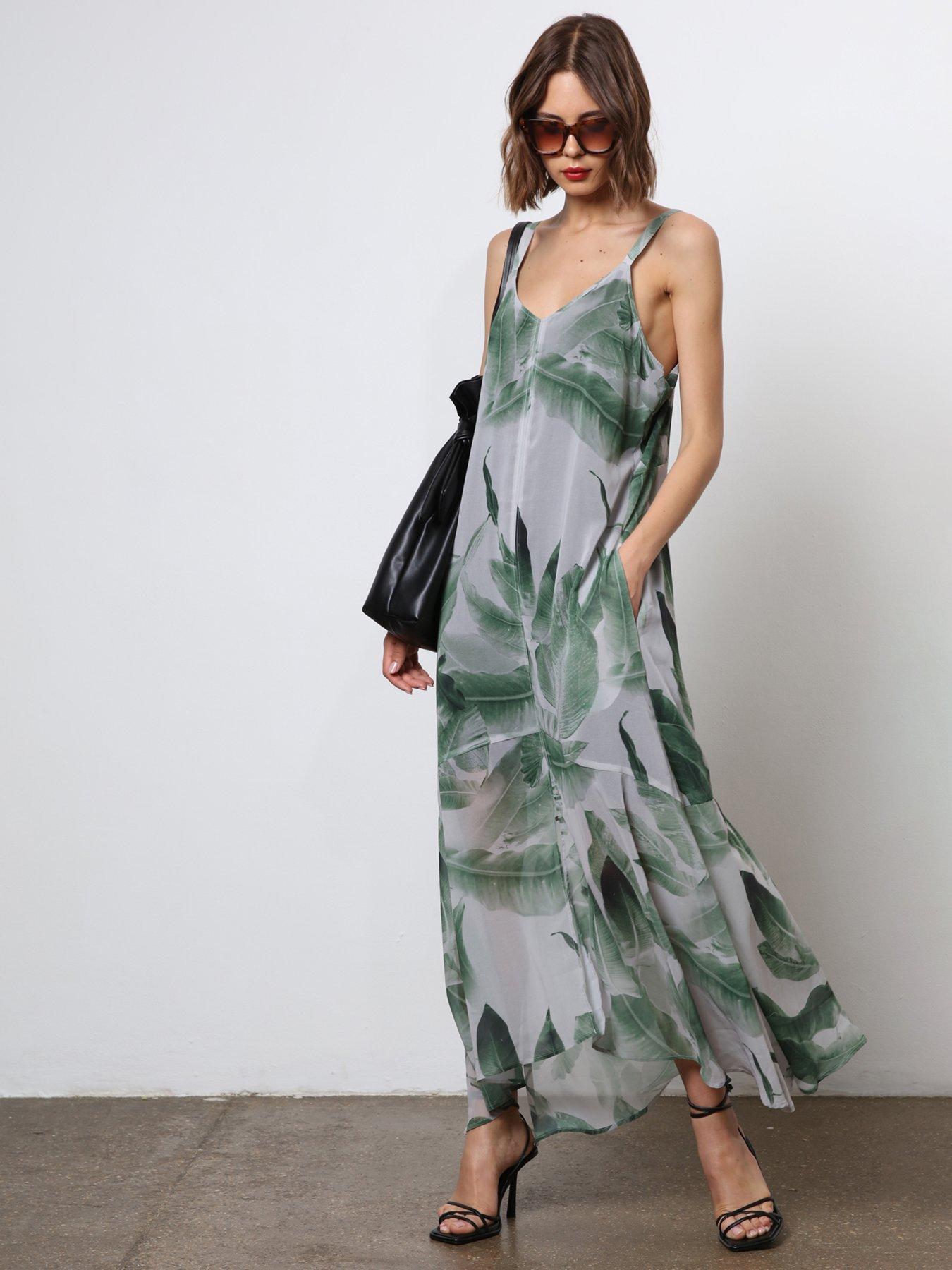 Image 1 of 6 of Religion Maxi Slip Dress - Green