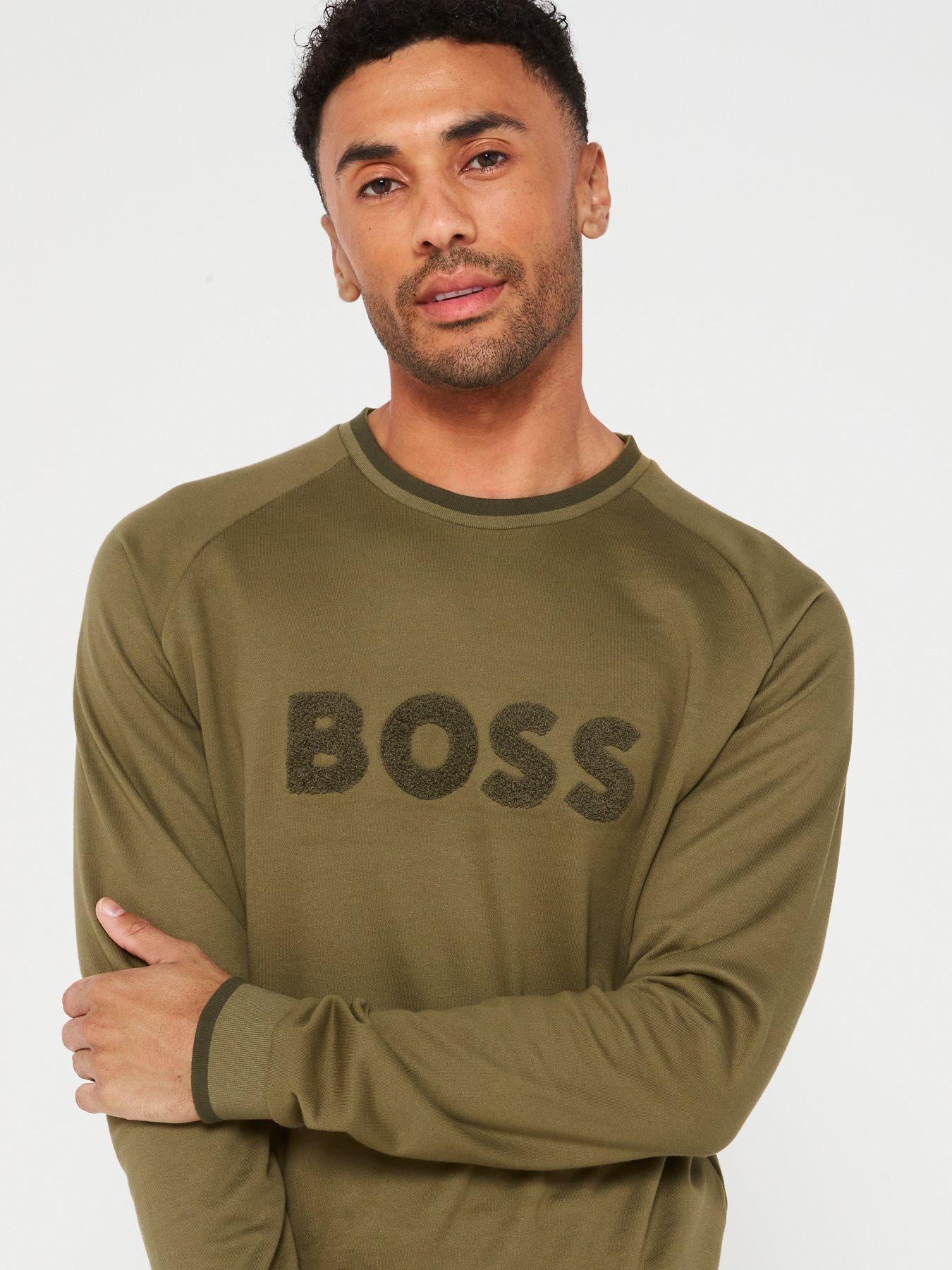 boss-flock-logo-loungewear-crew-sweat-khakioutfit