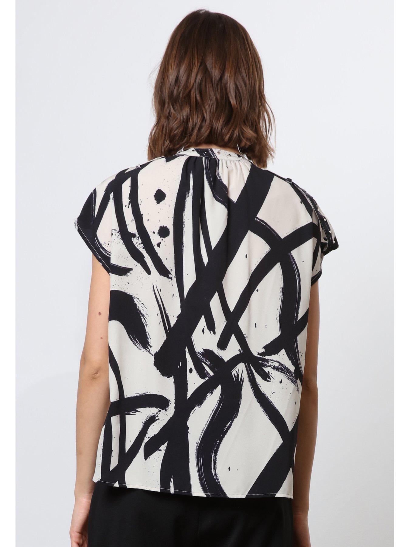 Image 4 of 6 of Religion Abstract Studded Shirt - White