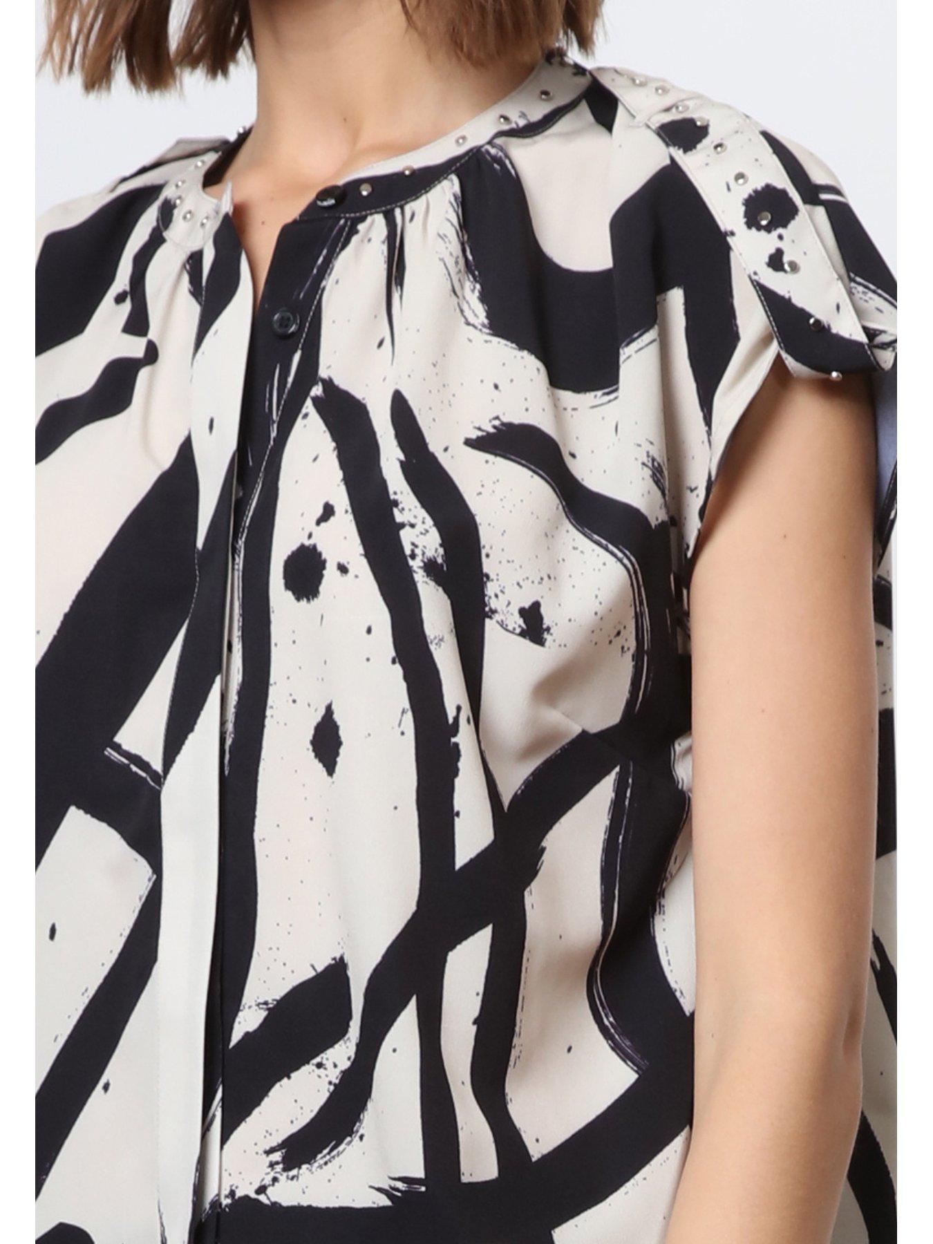 Image 6 of 6 of Religion Abstract Studded Shirt - White