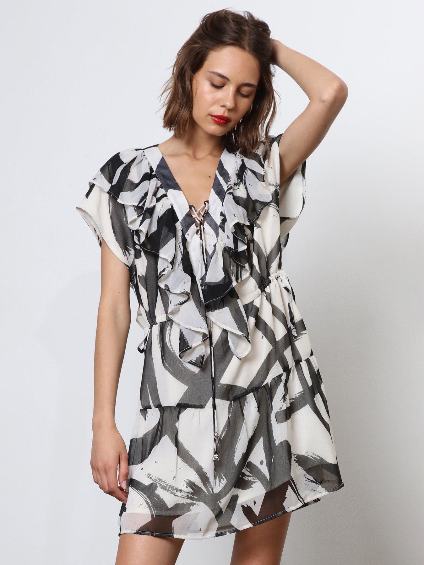 Religion Tiered Mini Dress - White