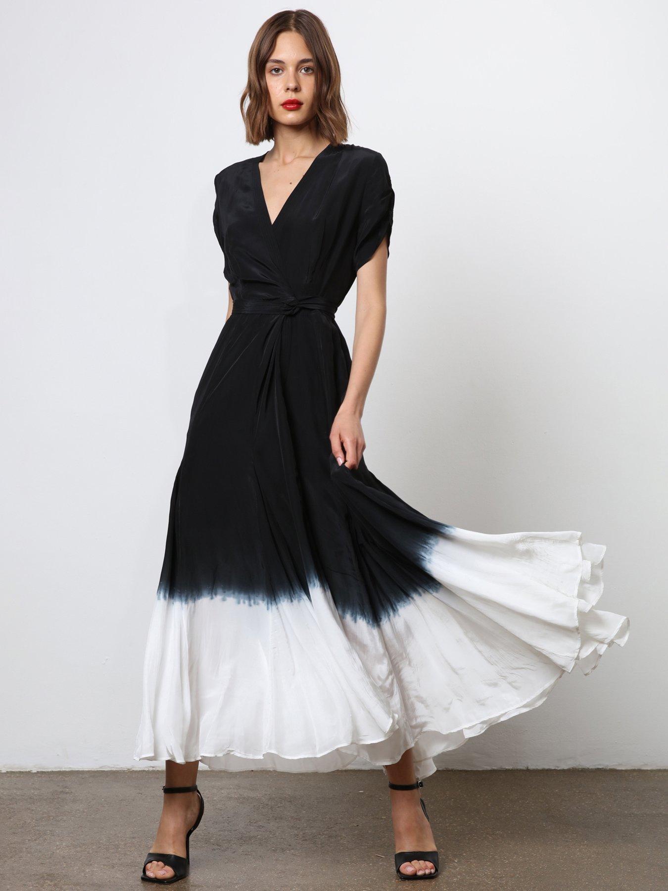 Image 1 of 6 of Religion Monochrome Wrap Dress - Black