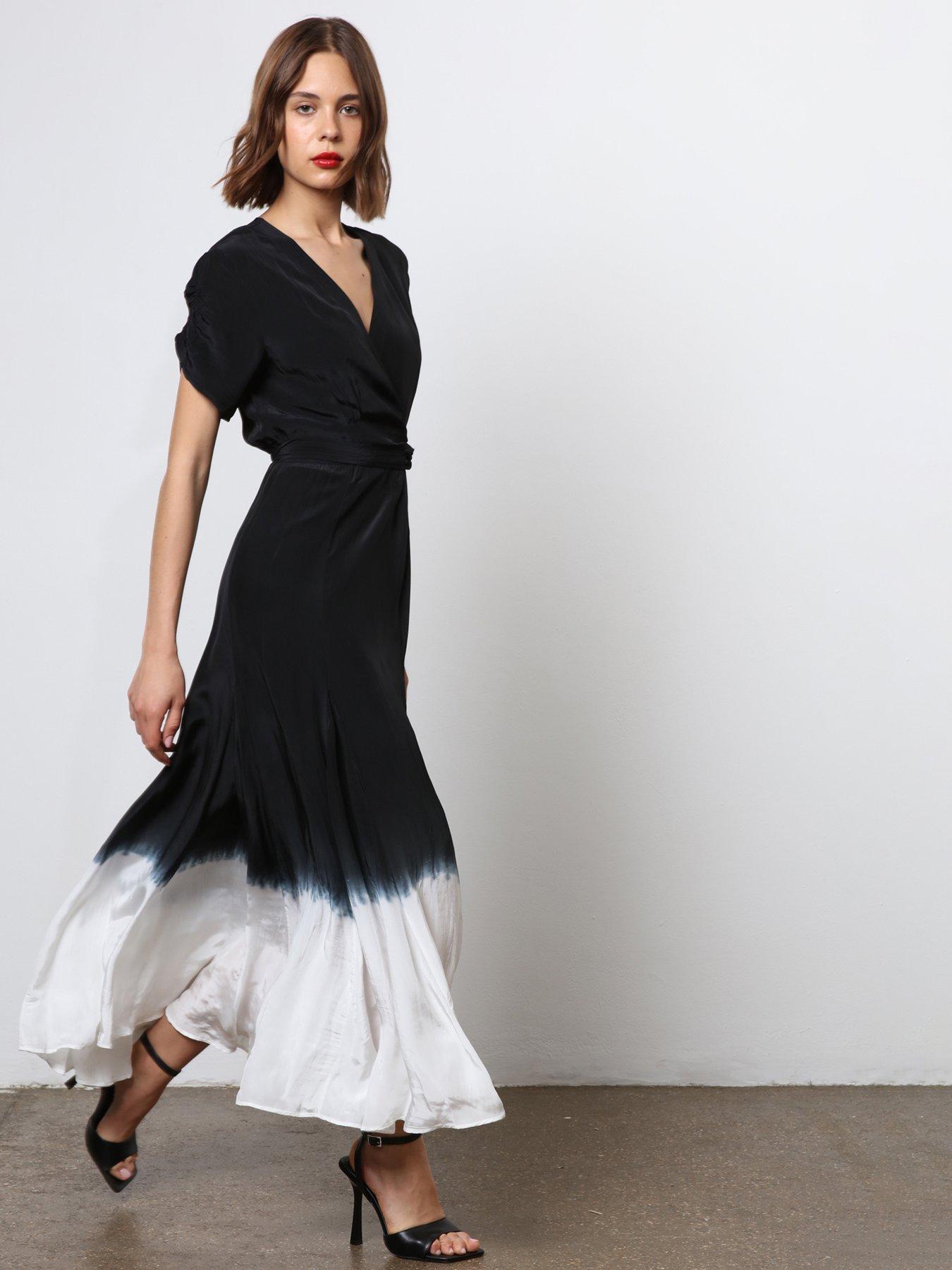 Image 2 of 6 of Religion Monochrome Wrap Dress - Black