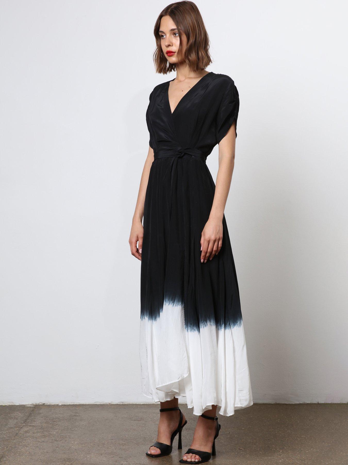 Image 3 of 6 of Religion Monochrome Wrap Dress - Black