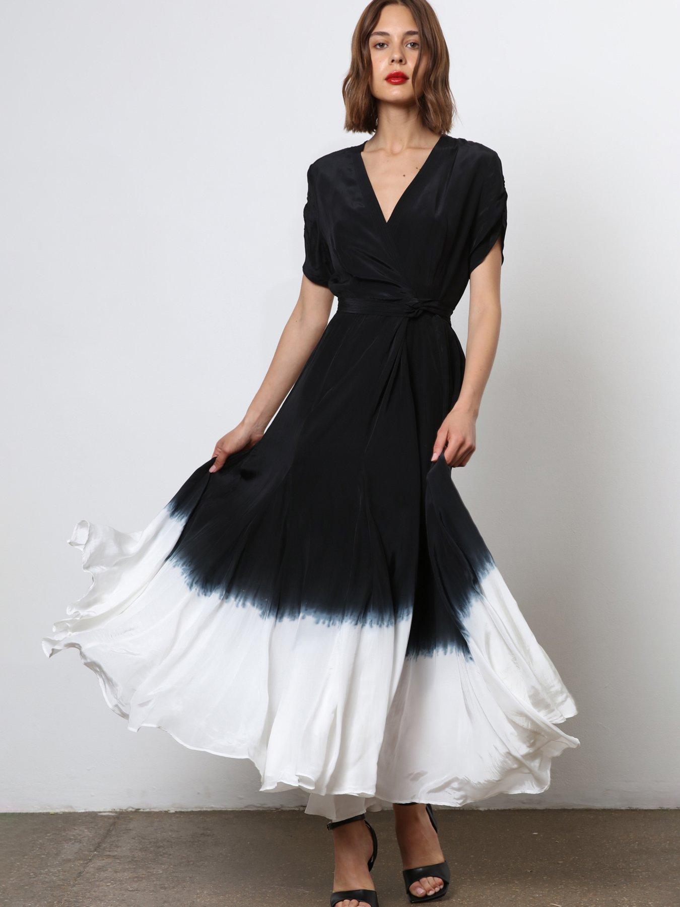 Image 4 of 6 of Religion Monochrome Wrap Dress - Black