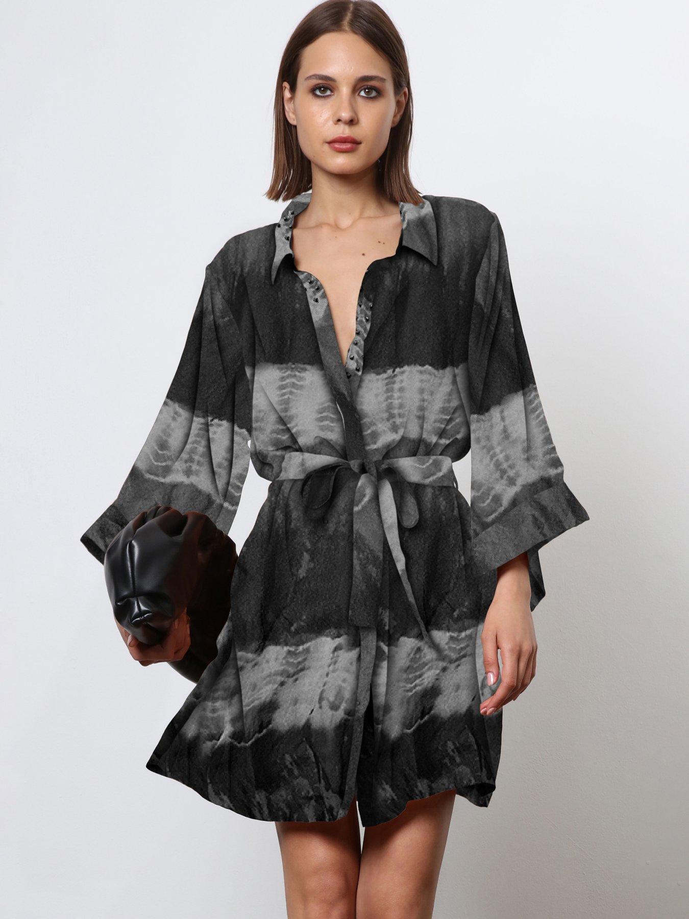 Religion Tie Dye Shirt Dress - Black