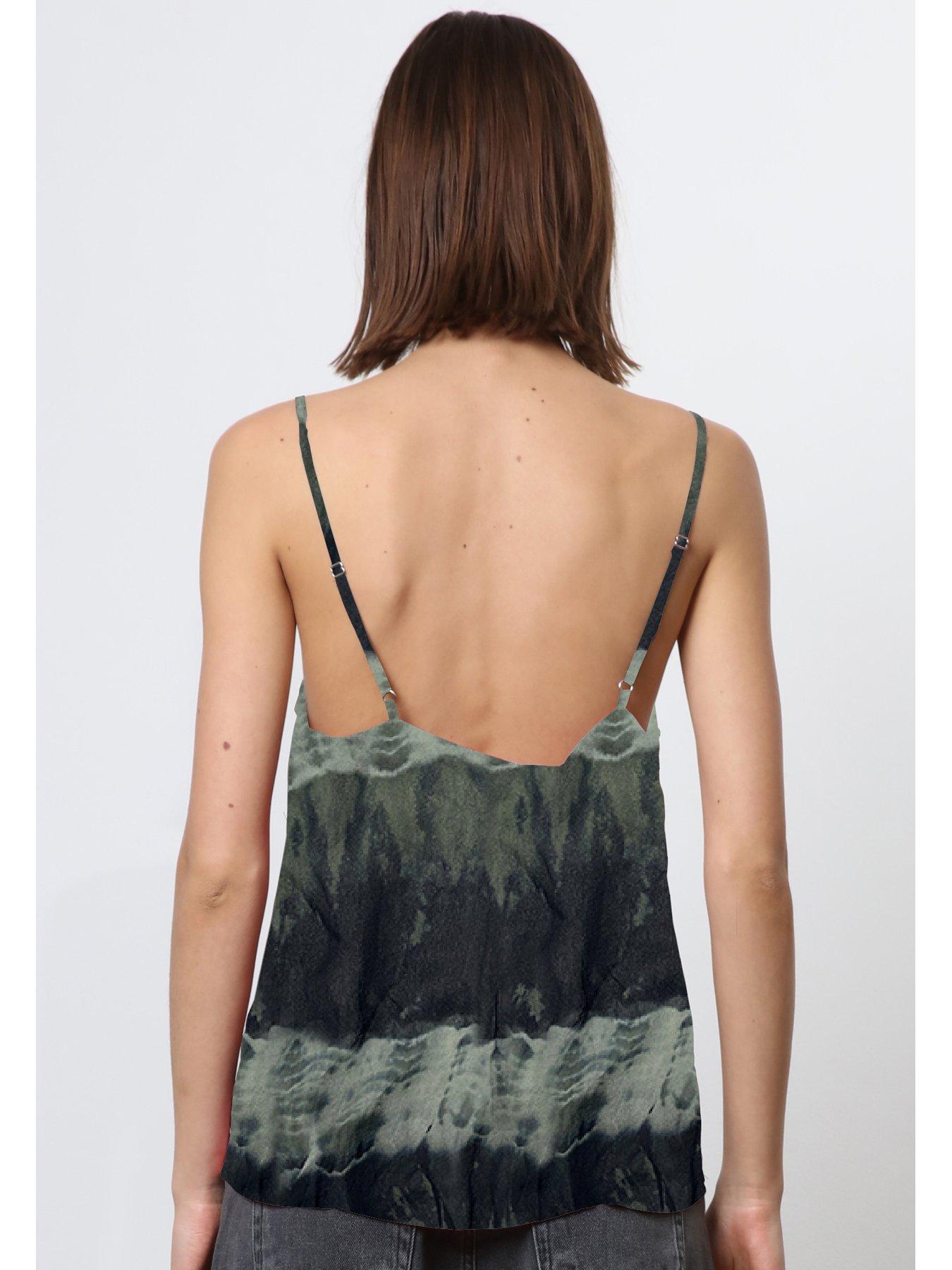 Image 2 of 3 of Religion Studded Tie Dye Vest Top - Green