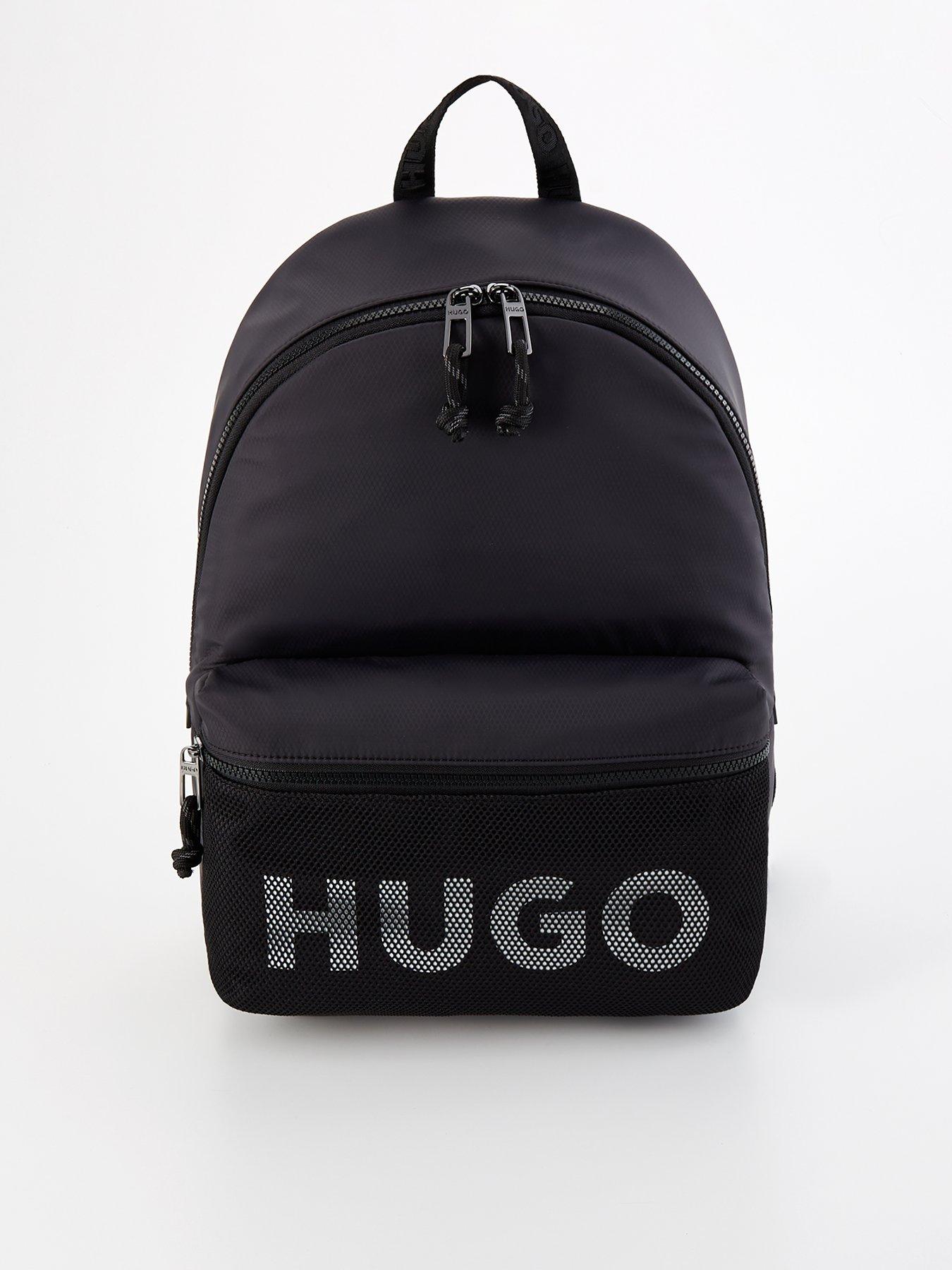 Image 1 of 4 of HUGO Hugo Hans Mesh Panel Logo Backpack - Black