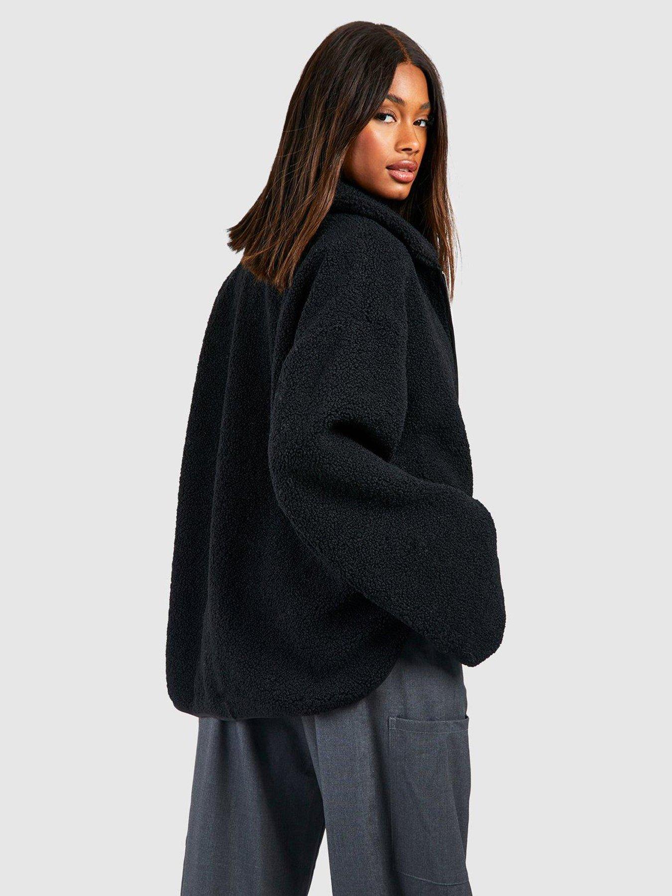 boohoo-funnel-neck-faux-fur-jacket-blackstillFront