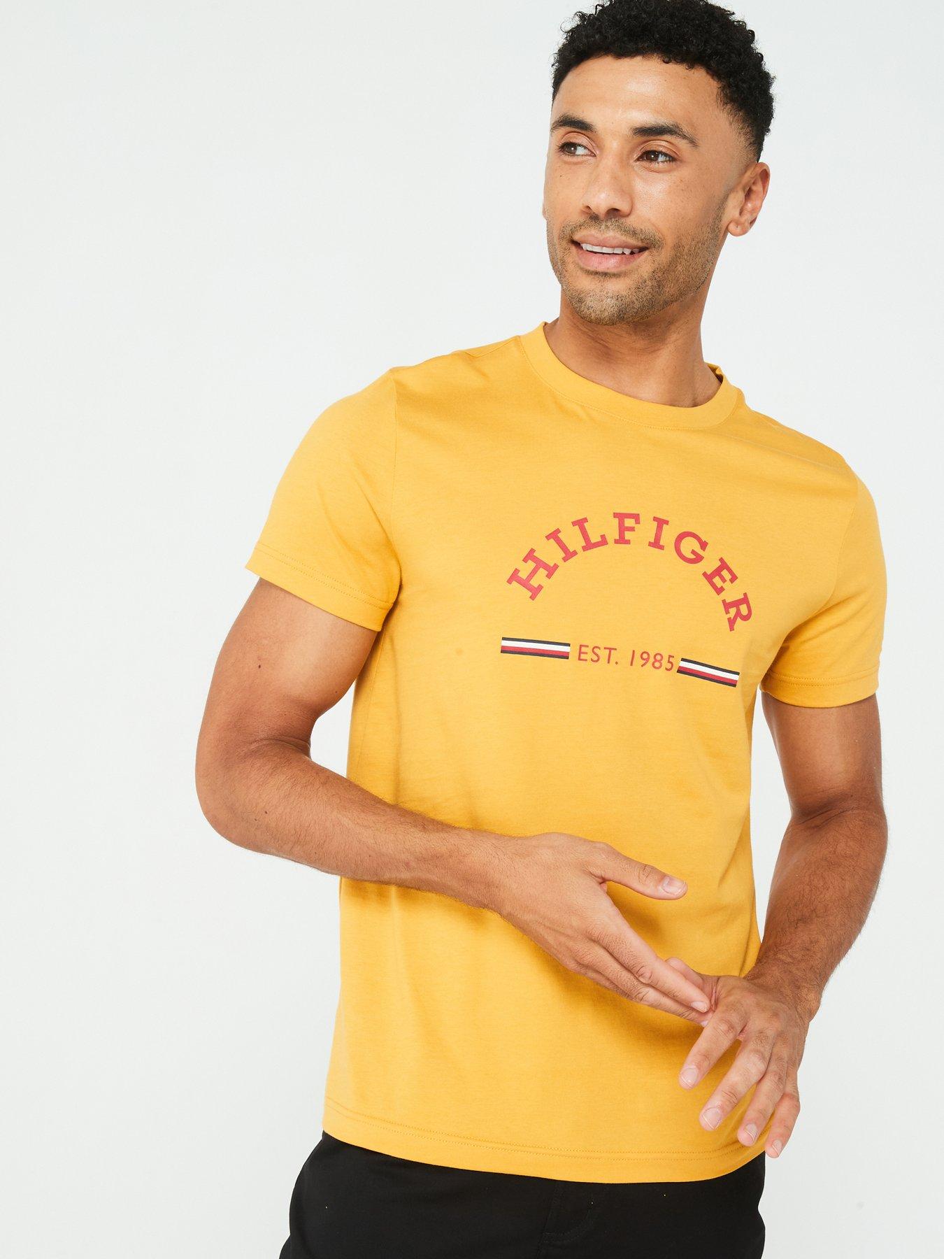 tommy-hilfiger-tommy-hilfiger-arch-global-stripe-logo-t-shirt-dark-yellow