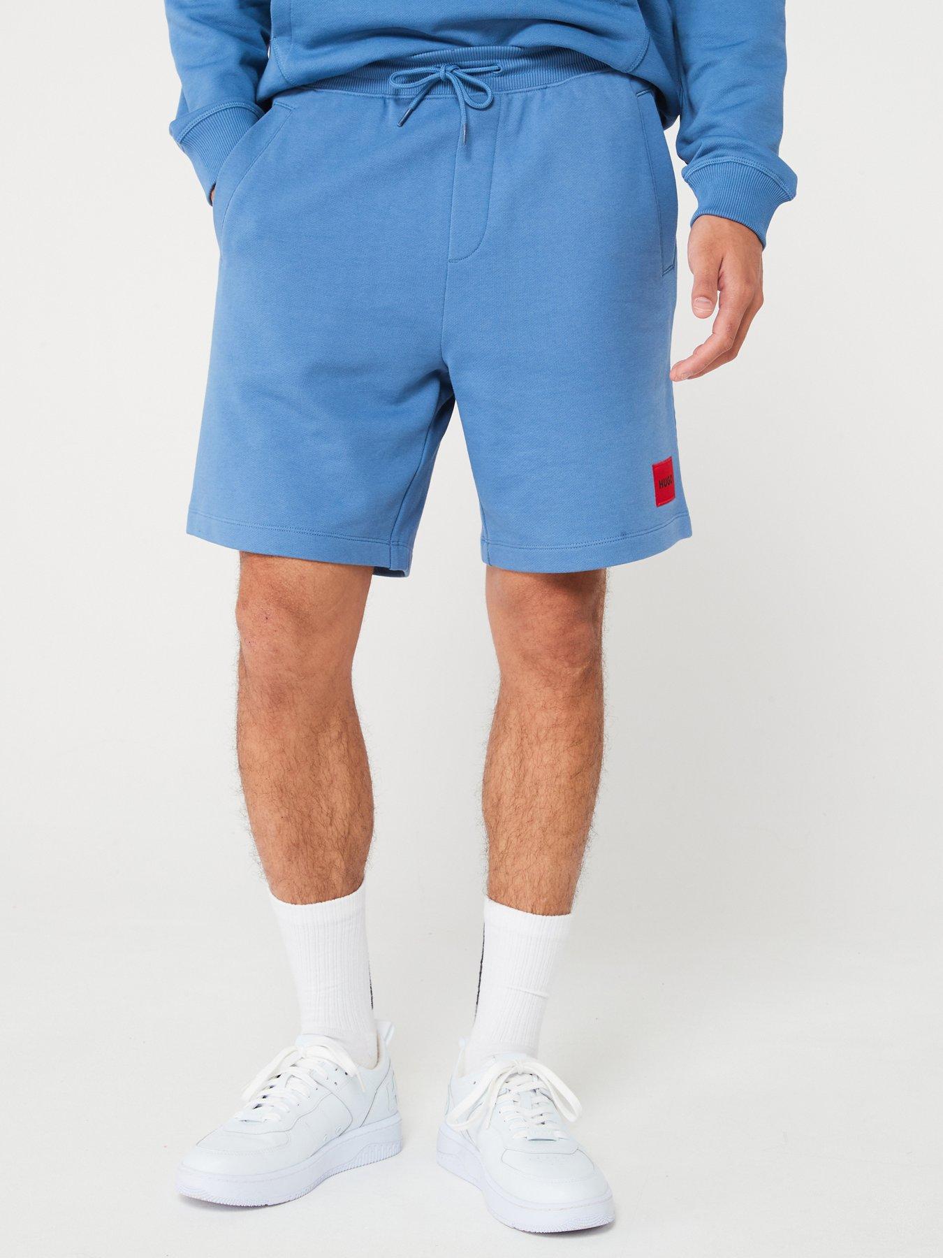 undefined HUGO Diz222 Patch Logo Sweat Shorts - Mid Blue