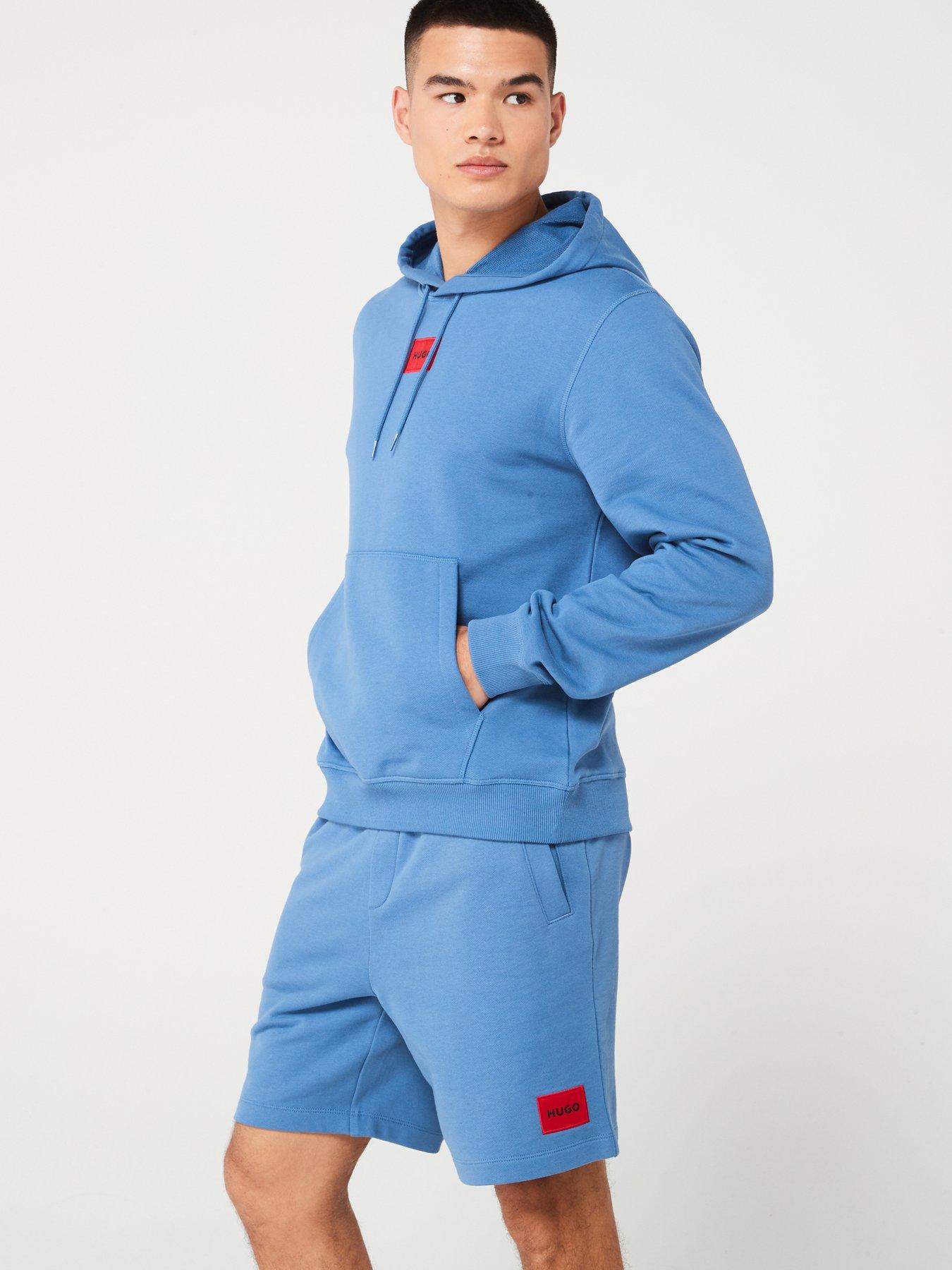 Image 4 of 5 of HUGO HUGO Diz222 Patch Logo Sweat Shorts - Mid Blue