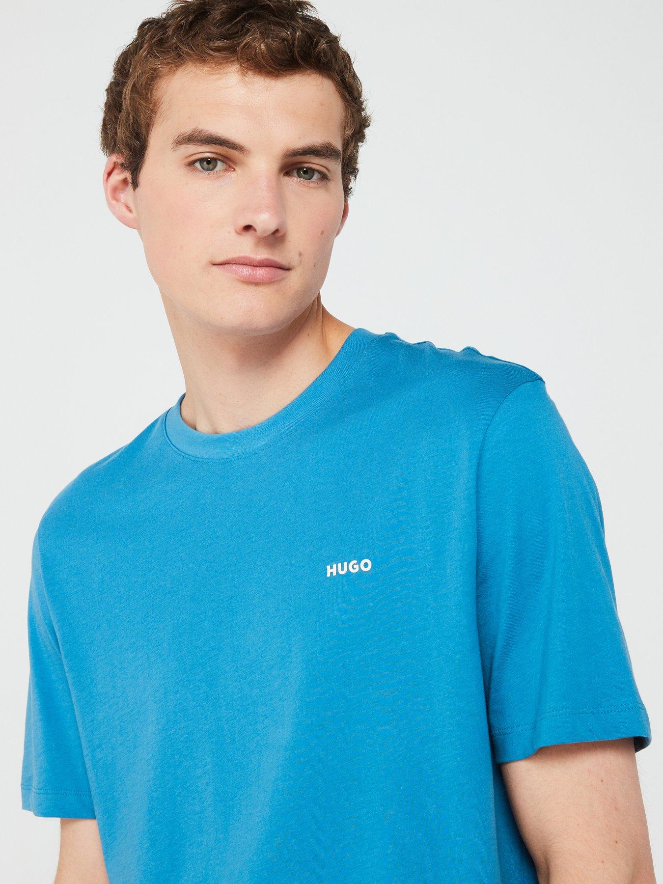 hugo-hugo-dero222-regular-fit-left-chest-logo-t-shirt-mid-blueoutfit