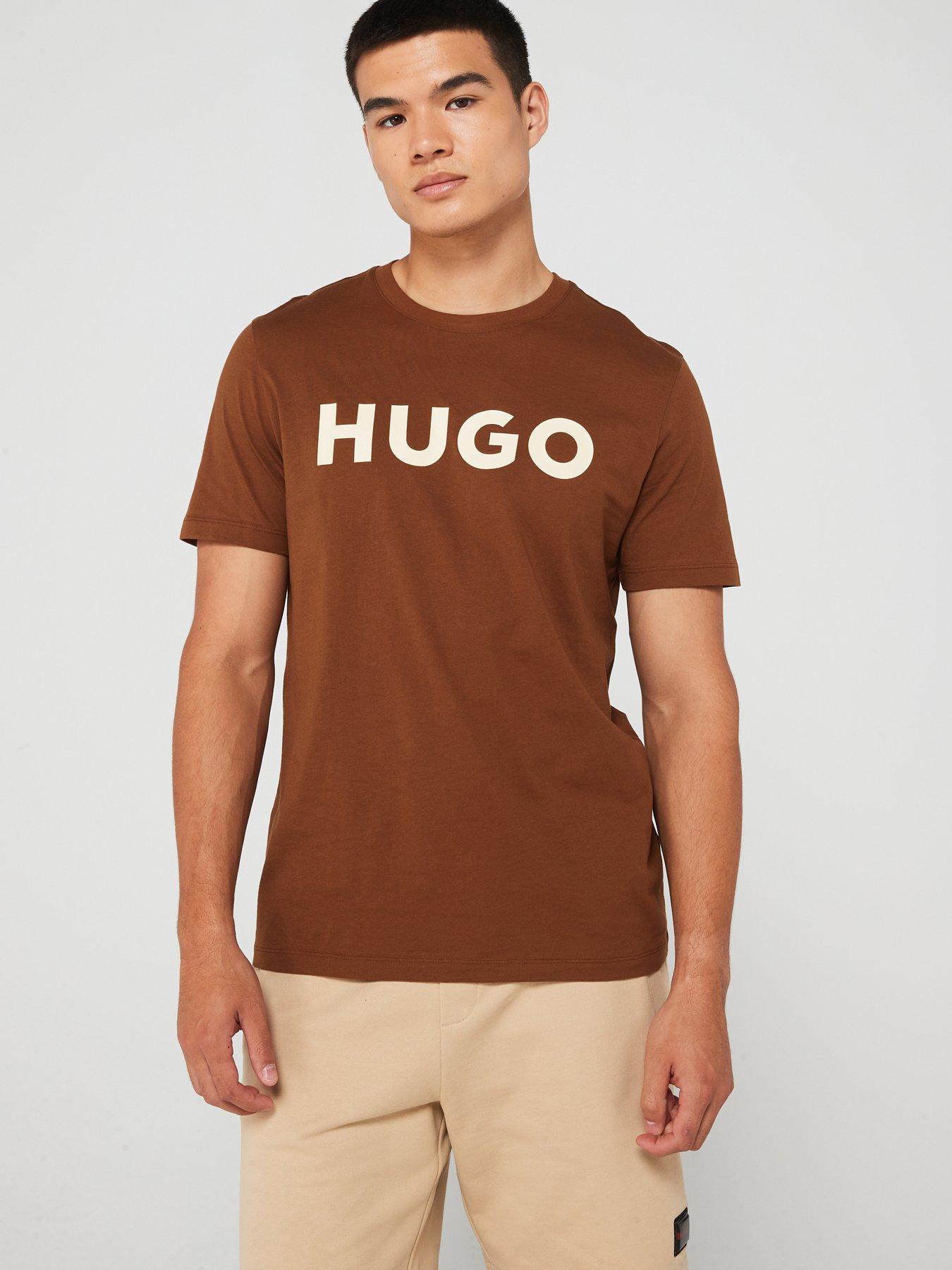 hugo-dulivio-regular-fit-large-logo-t-shirt-brown