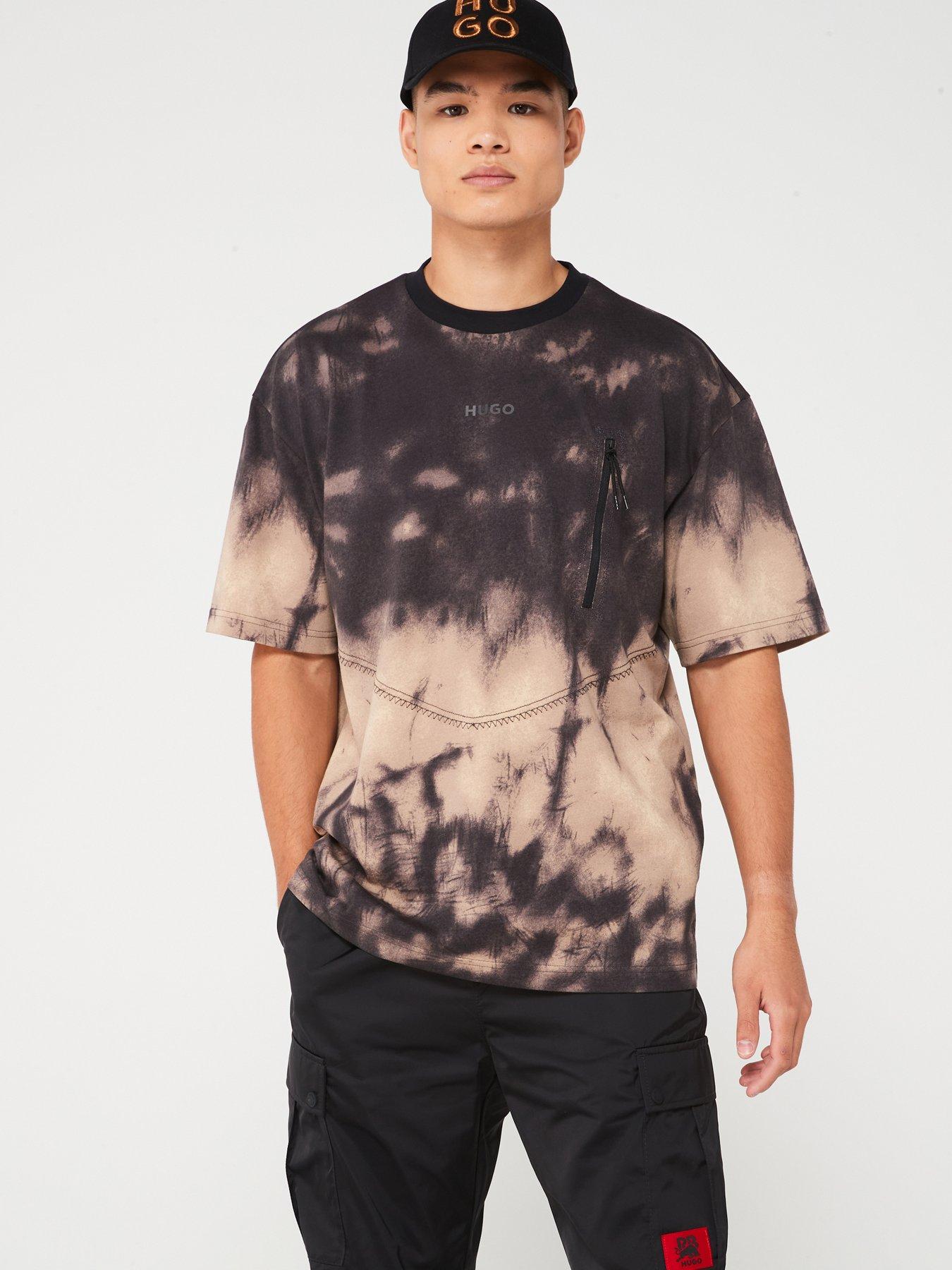 undefined HUGO Doforesto Oversized All Over Print Zip Detail T-shirt - Green