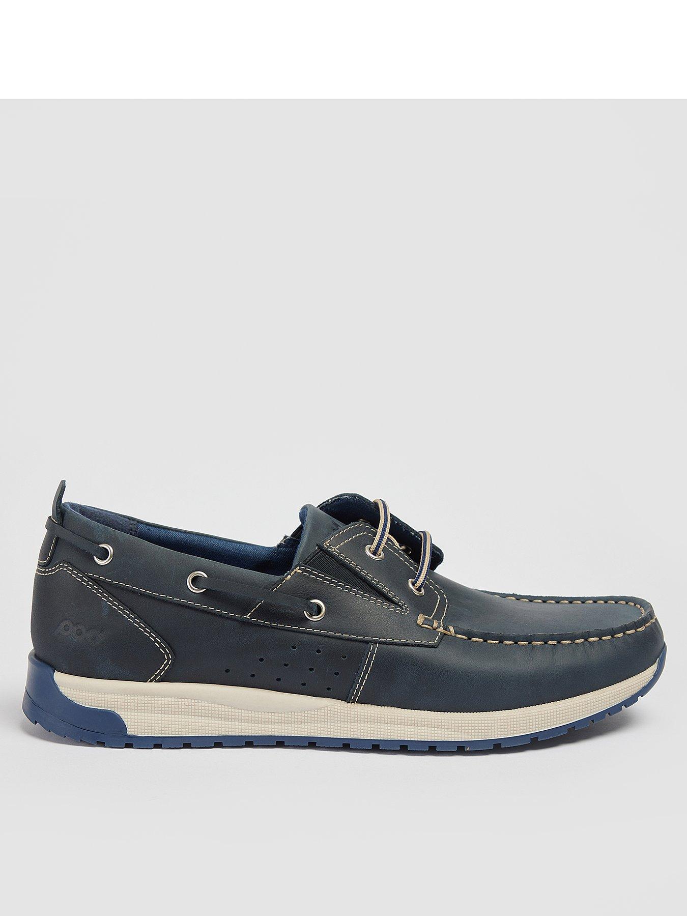 undefined Pod Riley Leather Boat Shoes - Navy