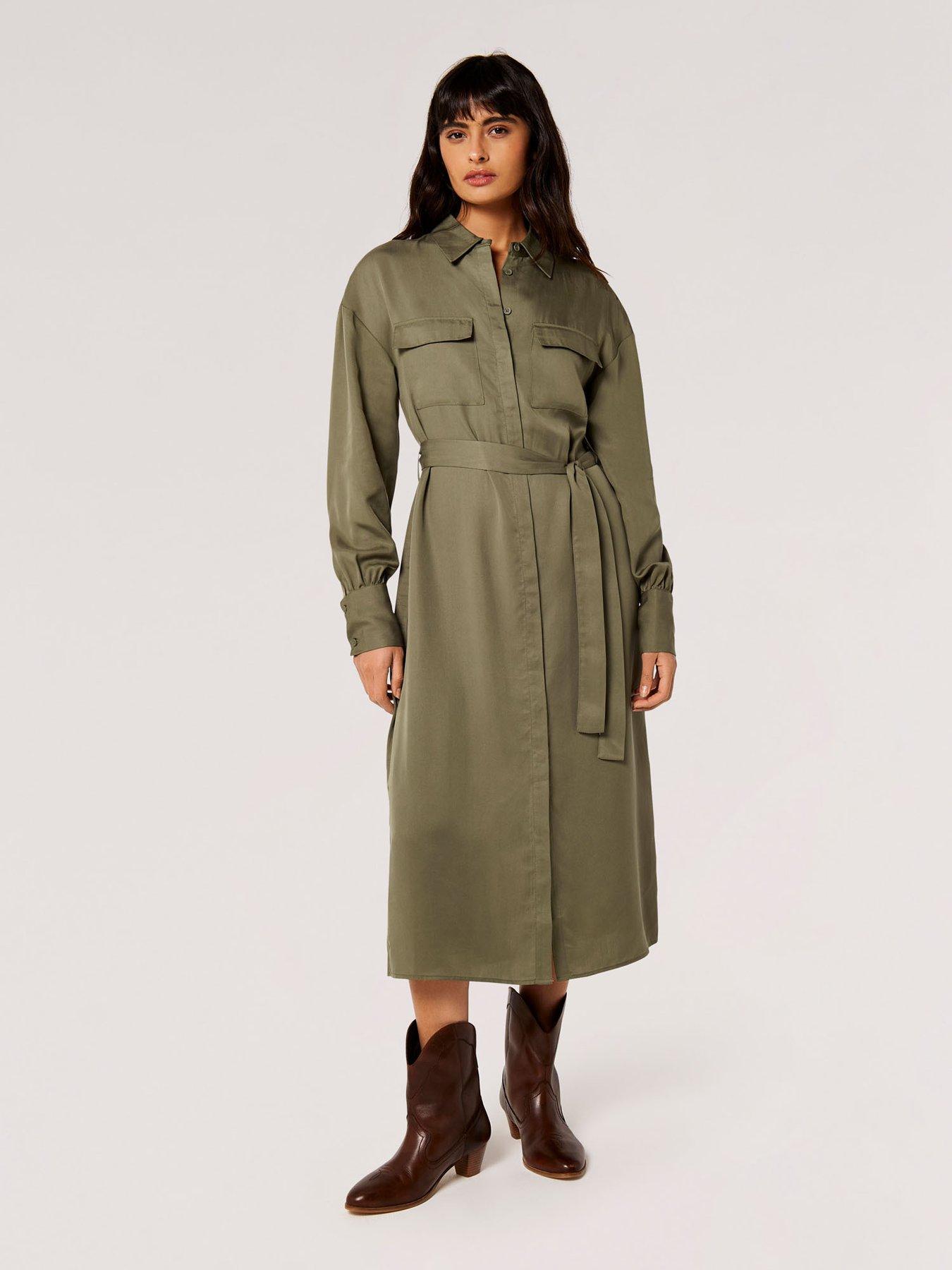 apricot-two-pocket-utility-long-sleeve-shirt-dressoutfit