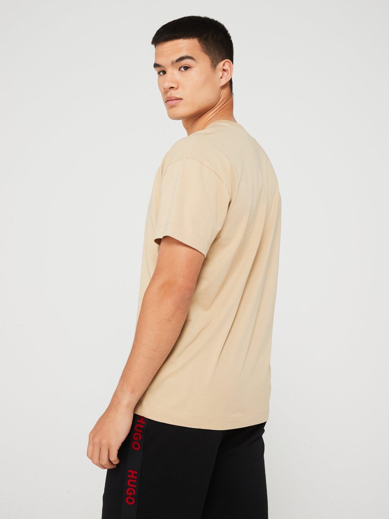 hugo-hugo-linked-loungewear-t-shirt-beigestillFront