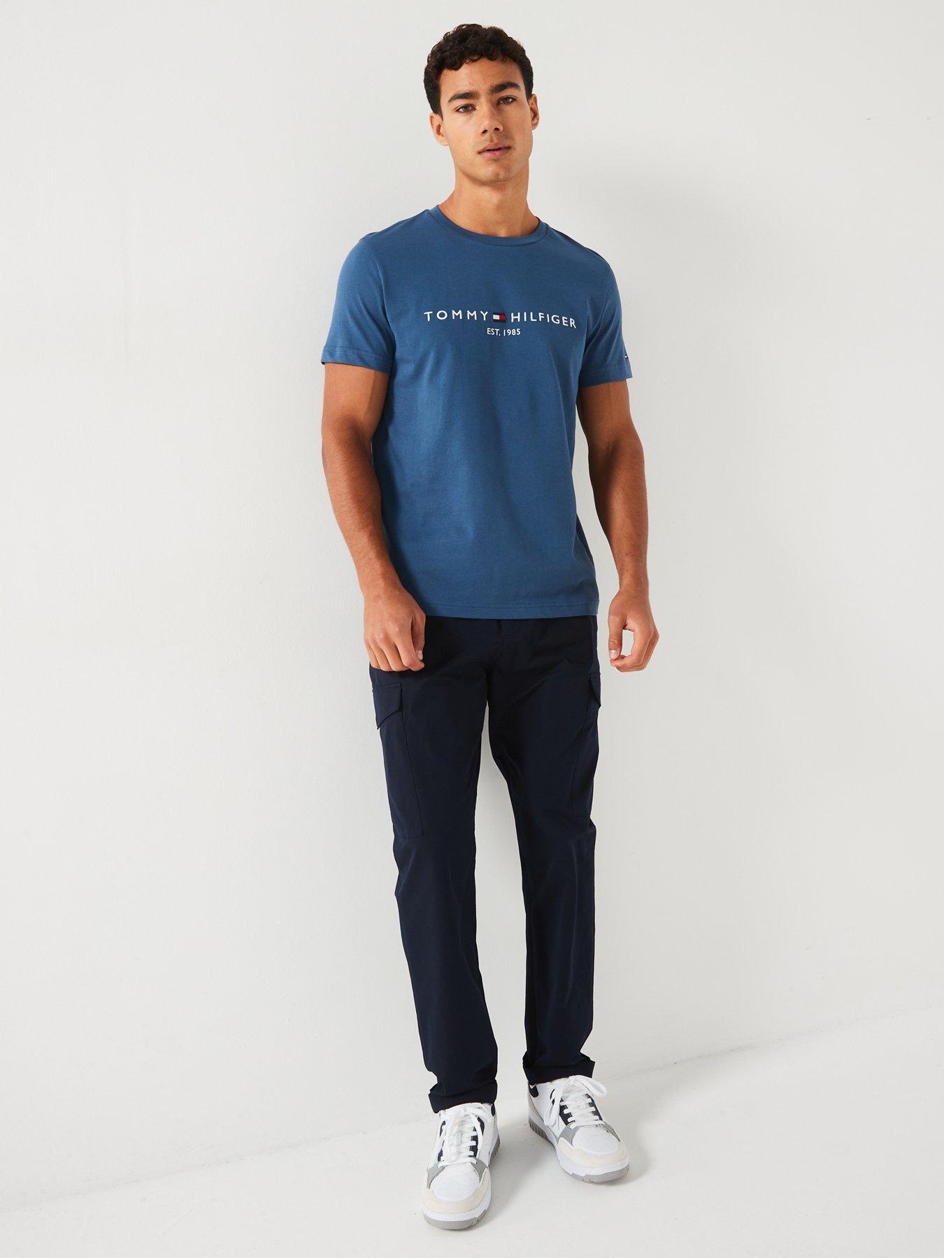 Image 3 of 4 of Tommy Hilfiger Linear Chest Logo T-Shirt - Blue