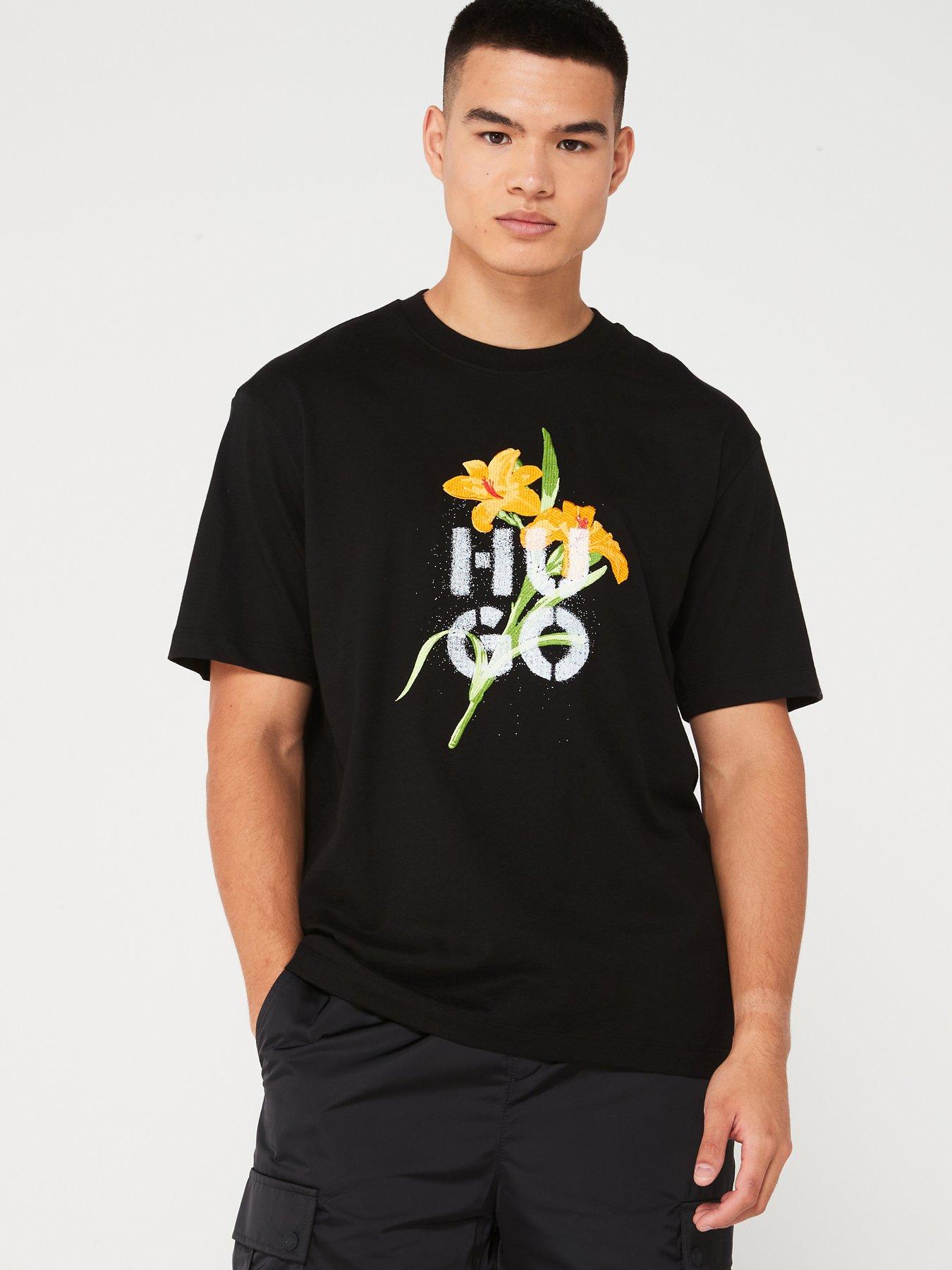 hugo-hugo-dilablumi-regular-fit-stacked-logo-floral-print-t-shirt-black