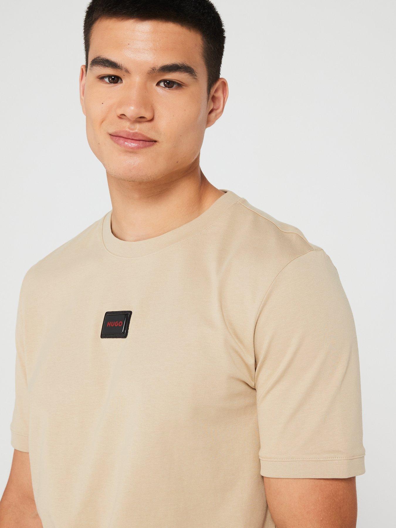 Image 4 of 4 of HUGO HUGO Diragolino Regular Fit Gel Logo T-shirt - Beige