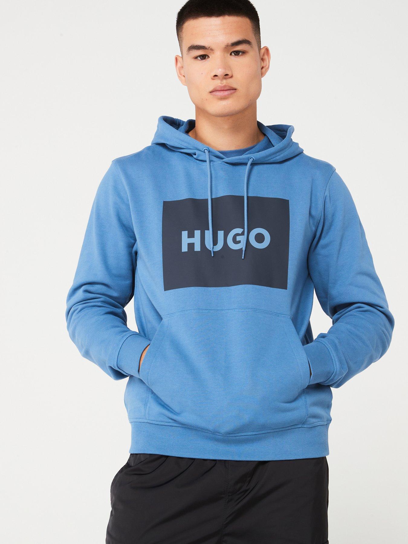 HUGO HUGO Duratschi223 Regular Fit Large Box Logo Hoodie Light Grey Very Ireland