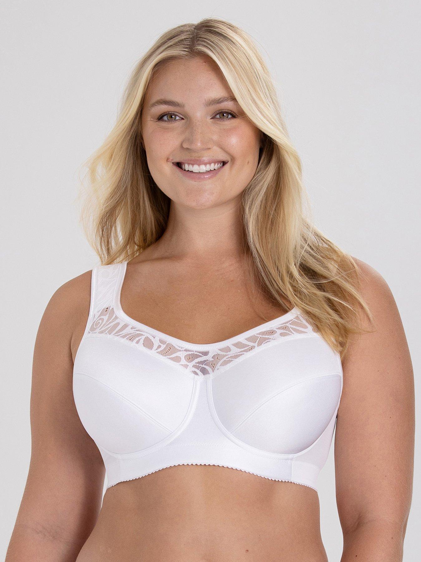 Cotton lace front fastening bra, white, Miss Mary Of Sweden