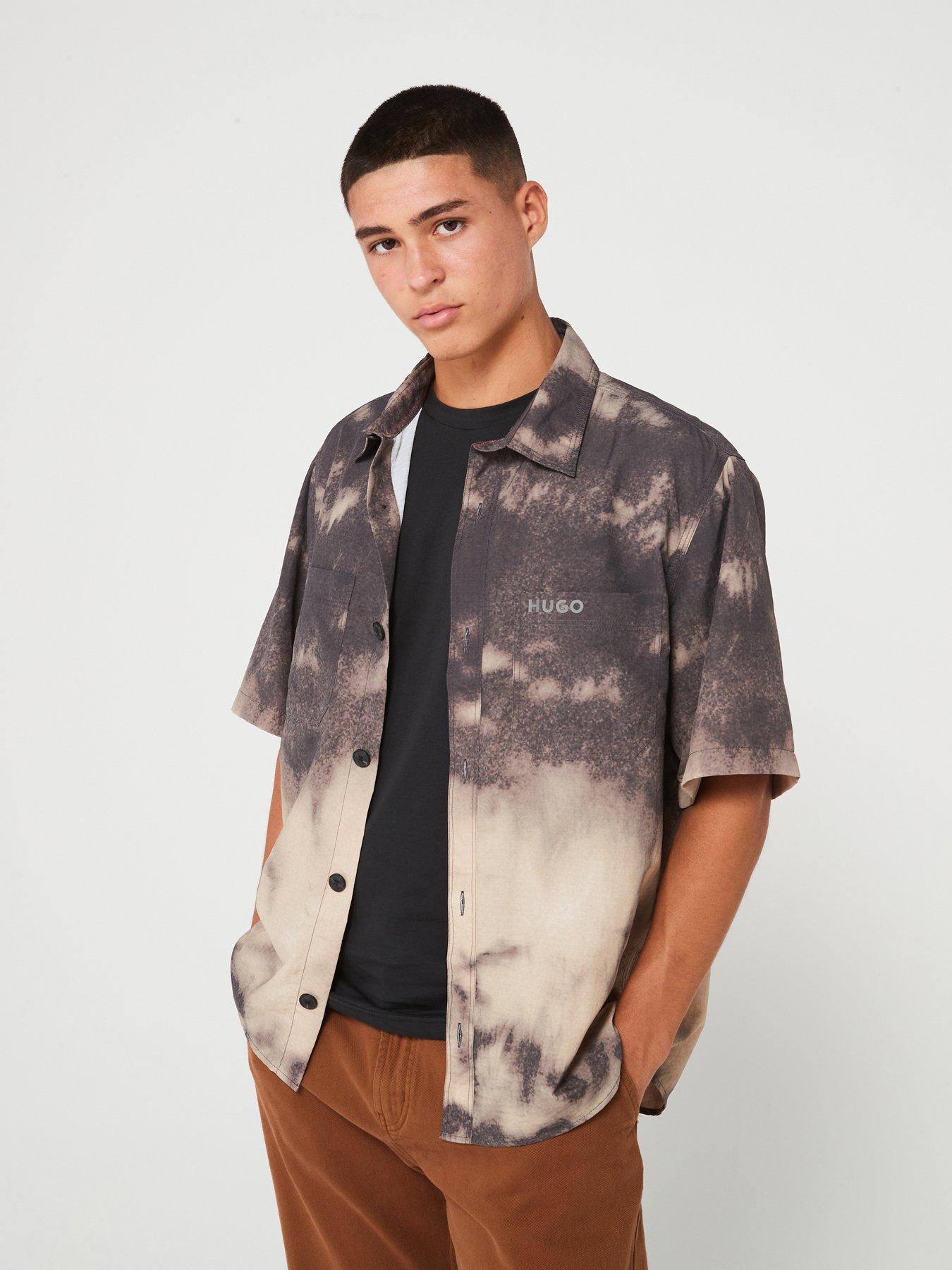 HUGO HUGO Eratino Oversized All Over Print Short Sleeve Shirt - Green