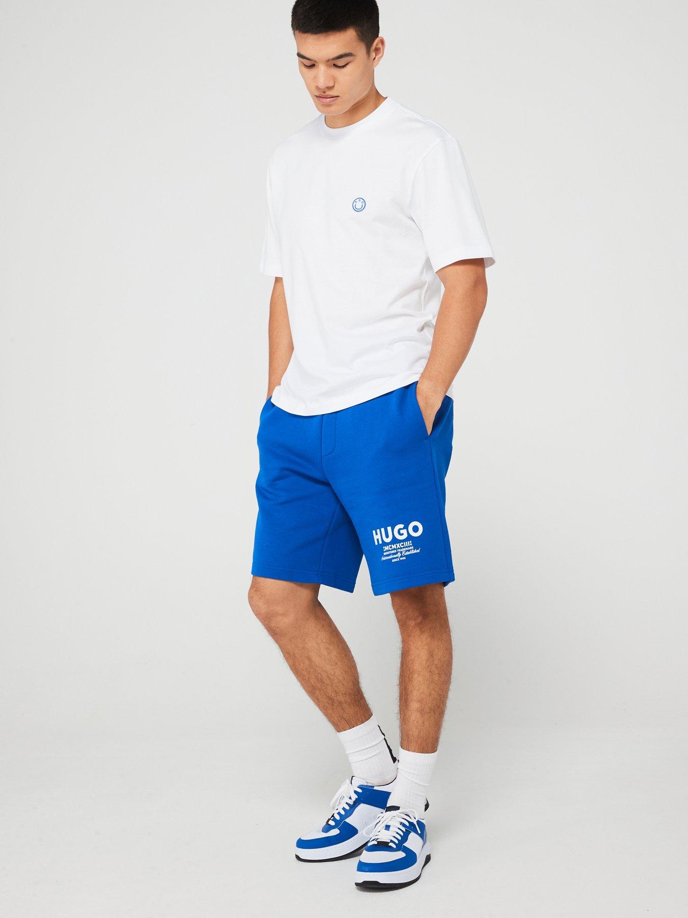 Image 3 of 4 of HUGO Blue Niley Regular Fit Tonal Logo Smiley T-Shirt- White