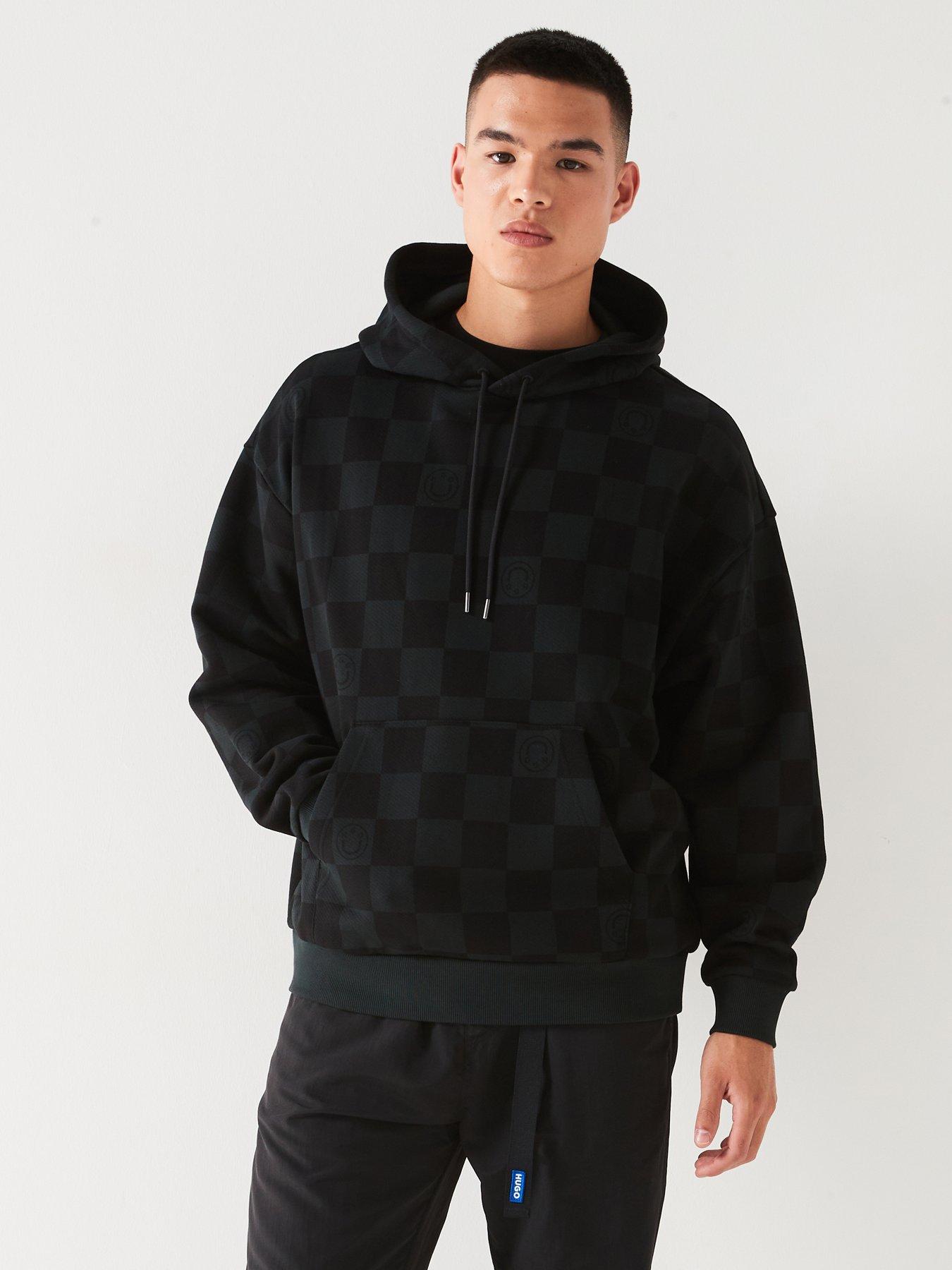 hugo-blue-nevalp-loose-fit-checkerboard-hoodie-black