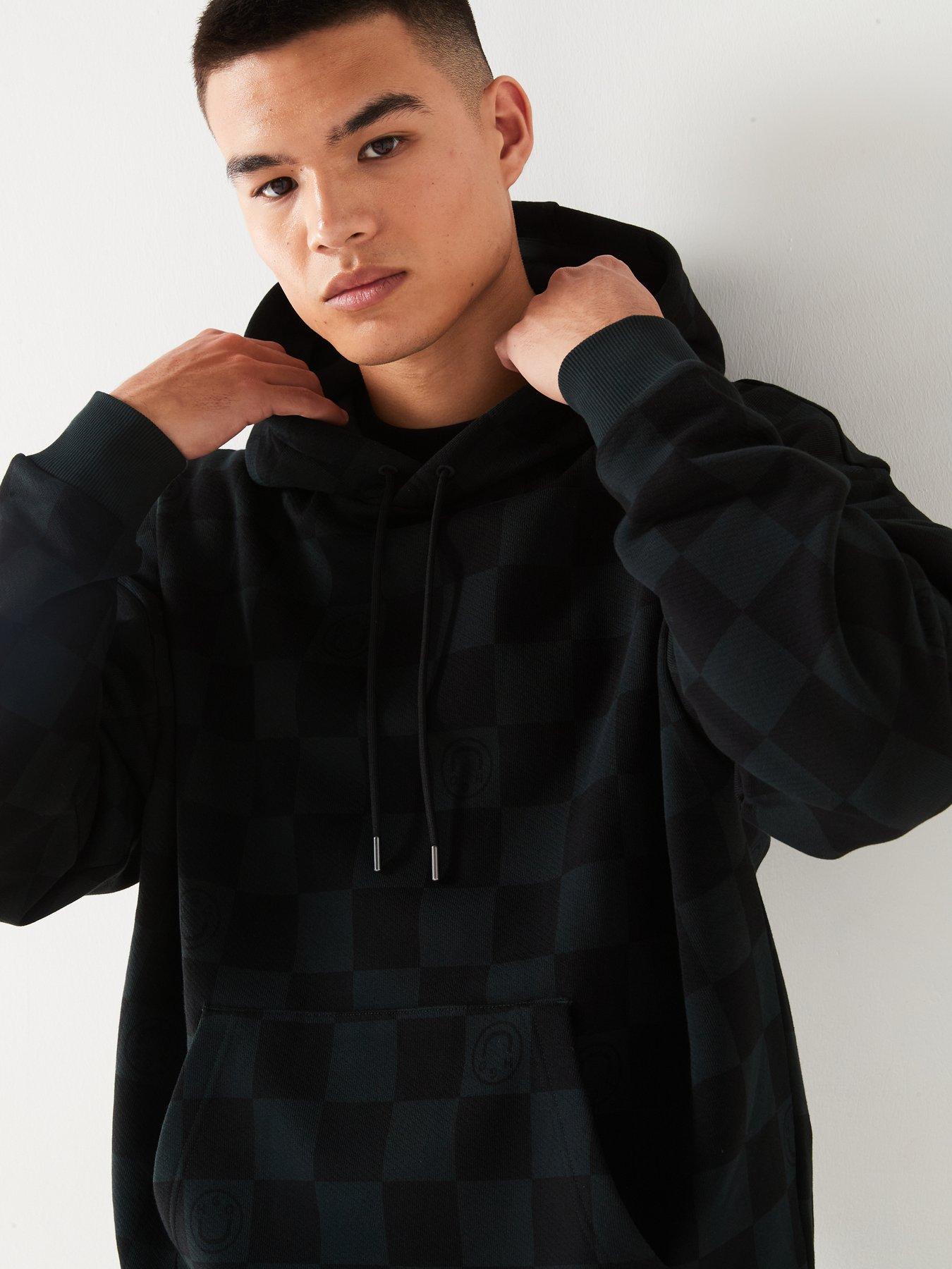 hugo-blue-nevalp-loose-fit-checkerboard-hoodie-blackoutfit