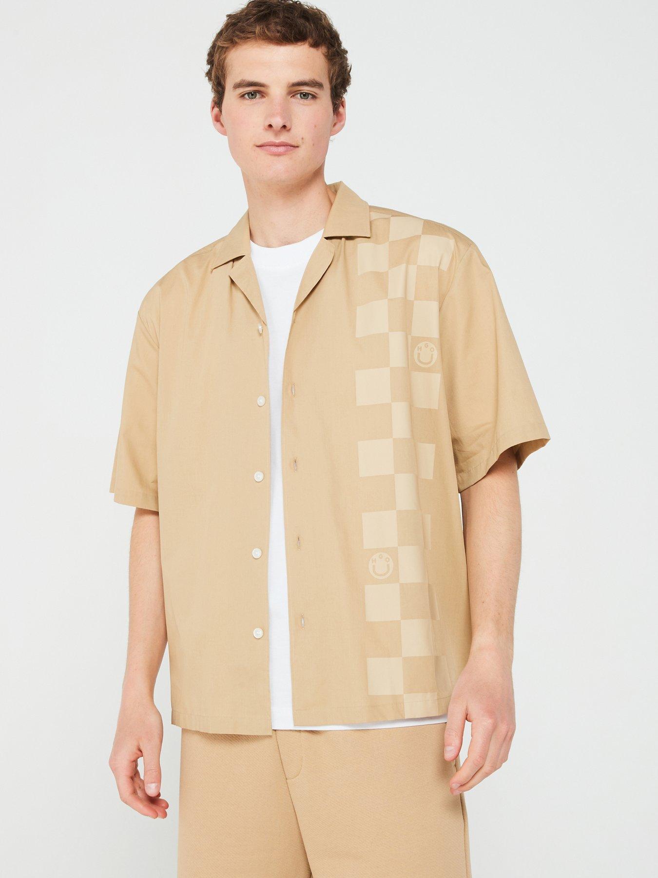 hugo-blue-eligino-oversized-checkerboard-short-sleeve-shirt-beige