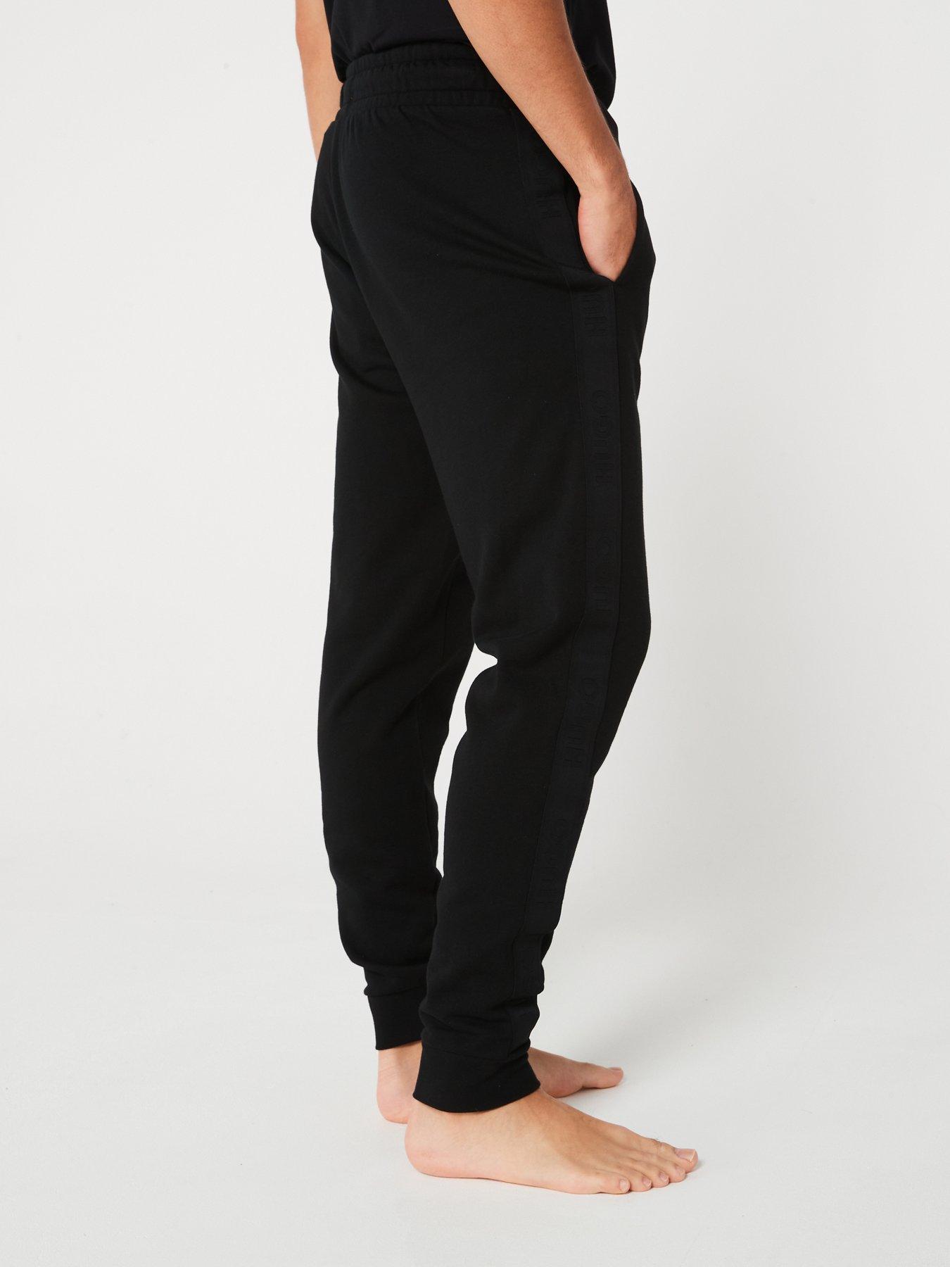 hugo-hugo-tonal-logo-cuff-loungewear-pants-blackstillFront