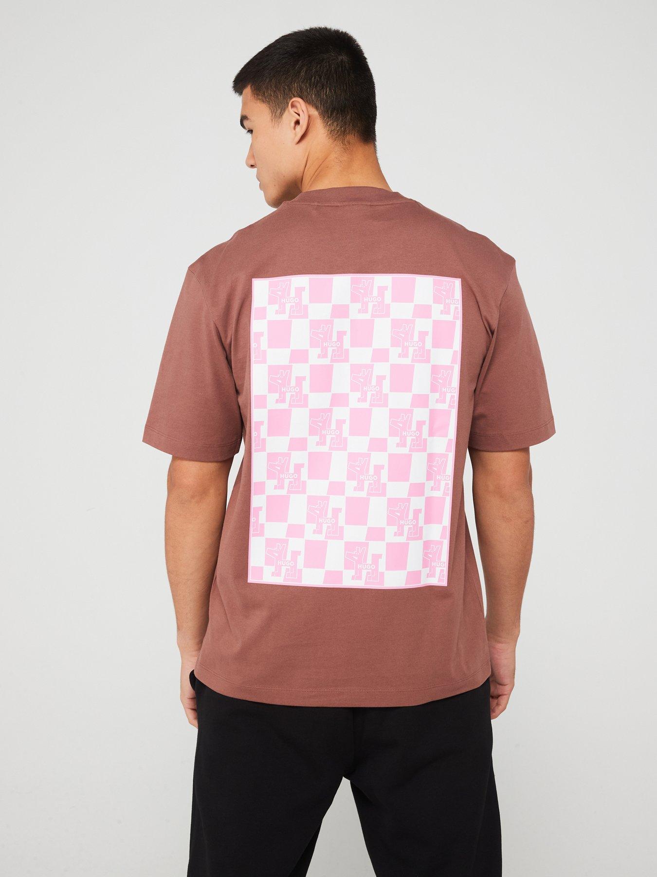 hugo-blue-nabric-regular-fit-checkerboard-back-print-t-shirt-brownstillFront