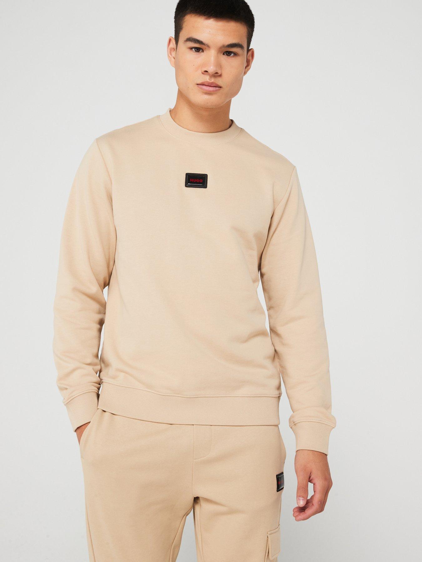 hugo-hugo-diragol-regular-fit-gel-logo-crew-sweat-beige