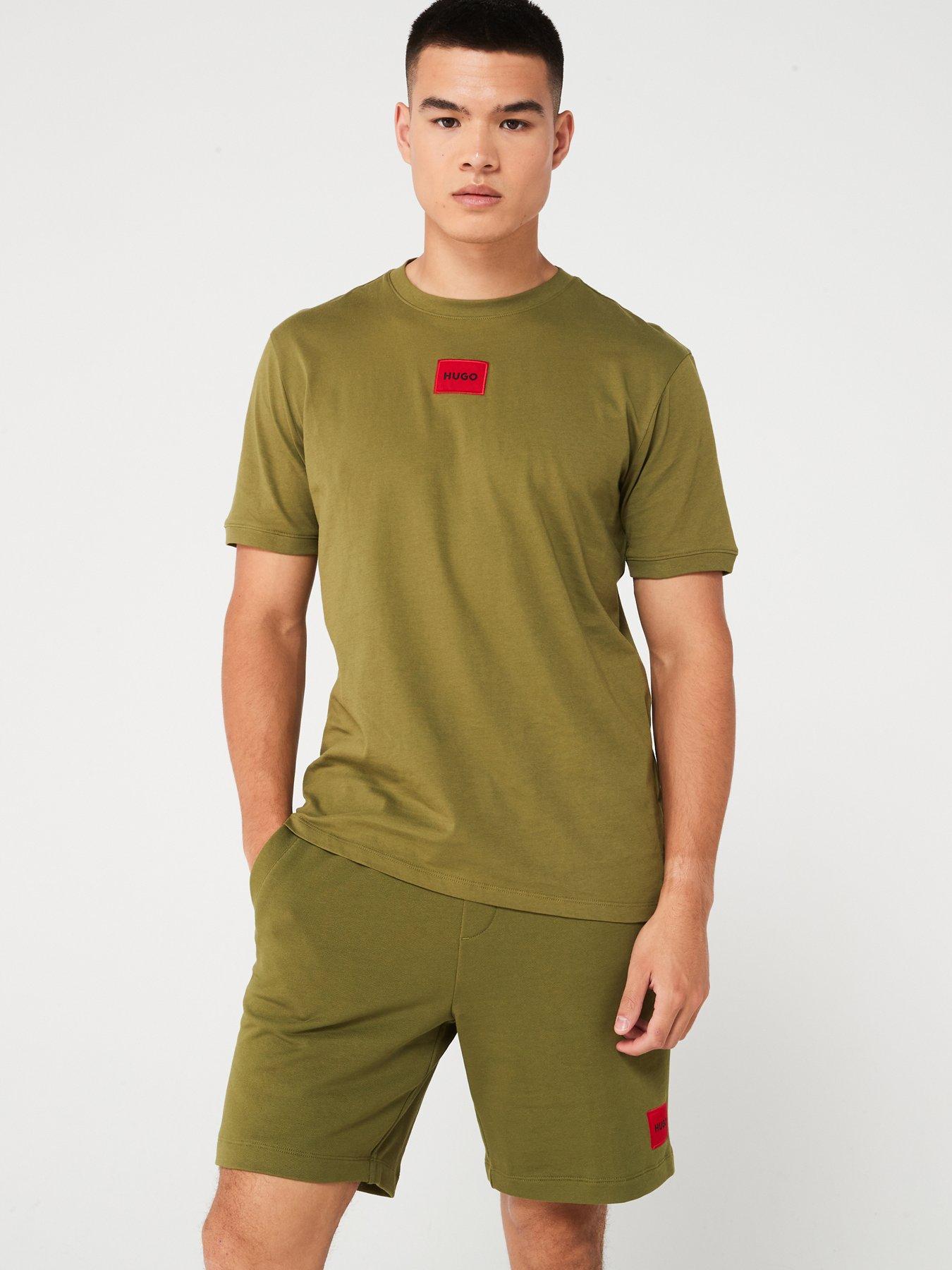 hugo-hugo-diragolino212-regular-fit-centre-patch-logo-t-shirt-khaki-green