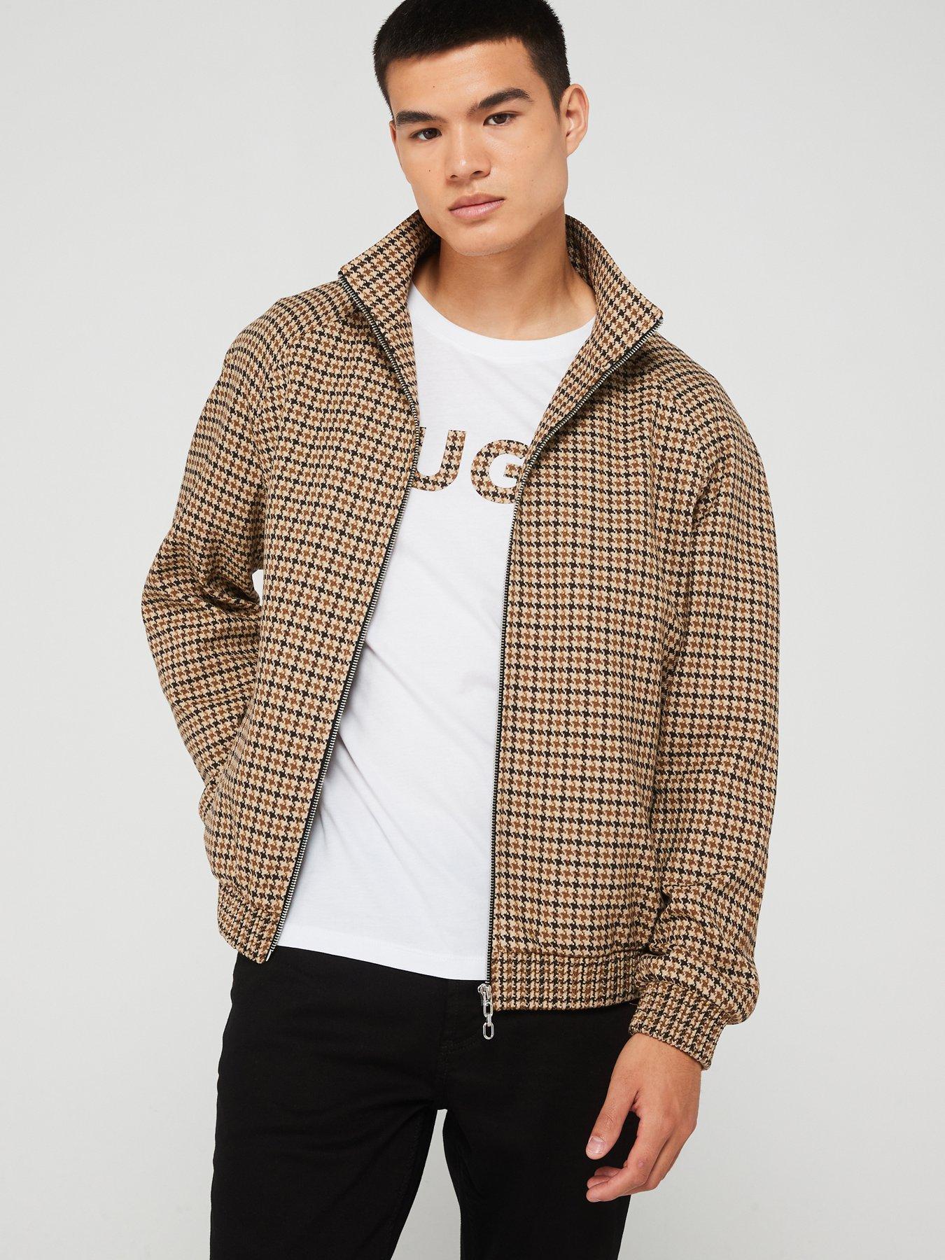 undefined HUGO Keyn243x Houndstooth Patten Harrington Jacket - Brown