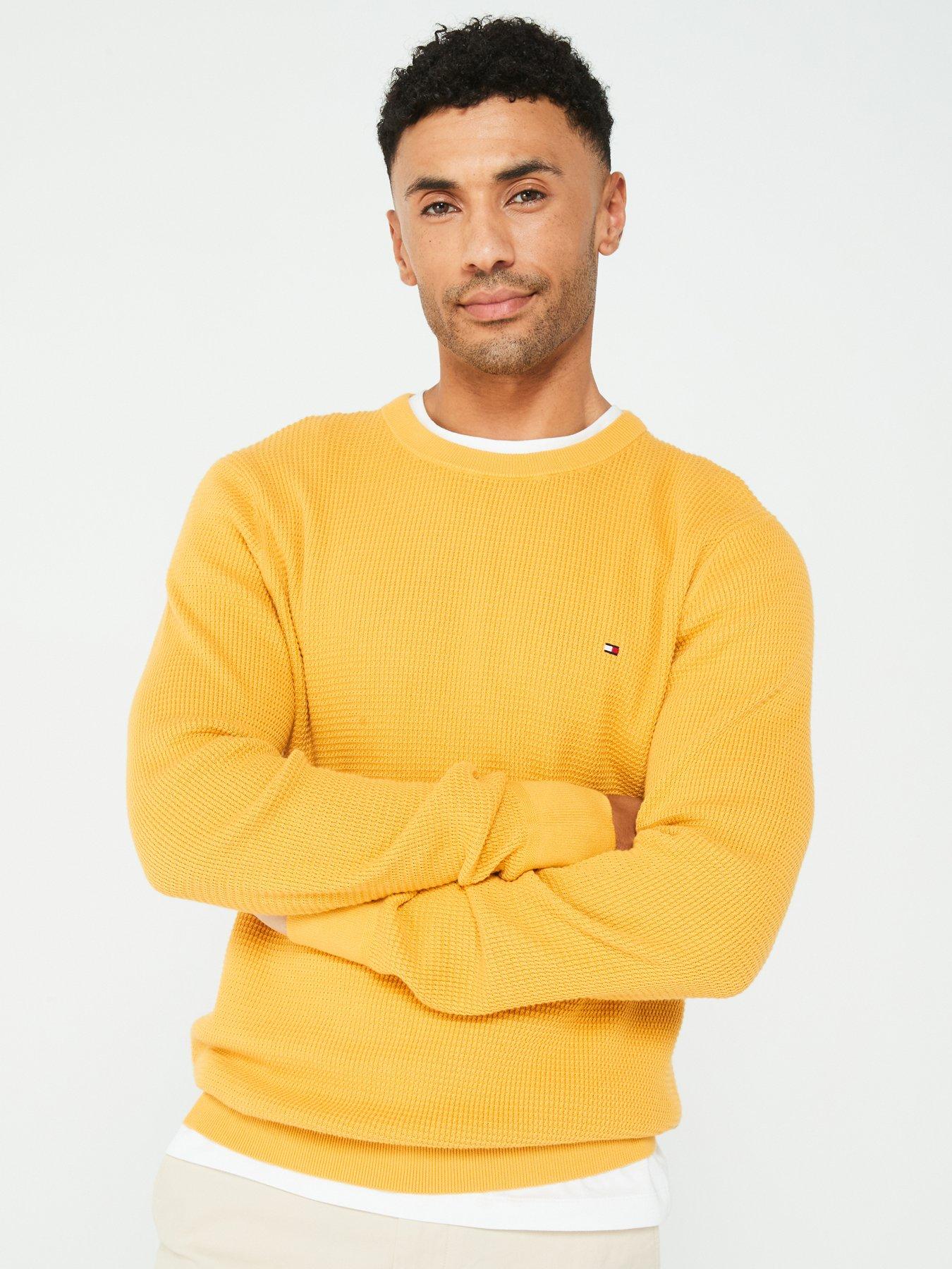 tommy-hilfiger-tommy-hilfiger-refined-structure-cotton-crew-knitted-jumper-dark-yellow